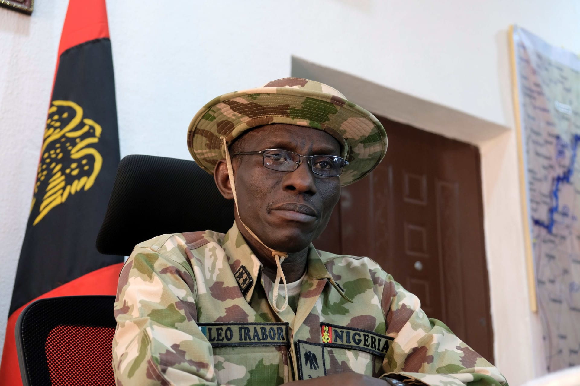 <p>Major General Leo Irabor, then-commander of the Nigerian military’s operation against Islamist insurgency Boko Haram in the country’s northeast, speaks to media during an interview in Maiduguri, Nigeria on February 15, 2017.</p>

