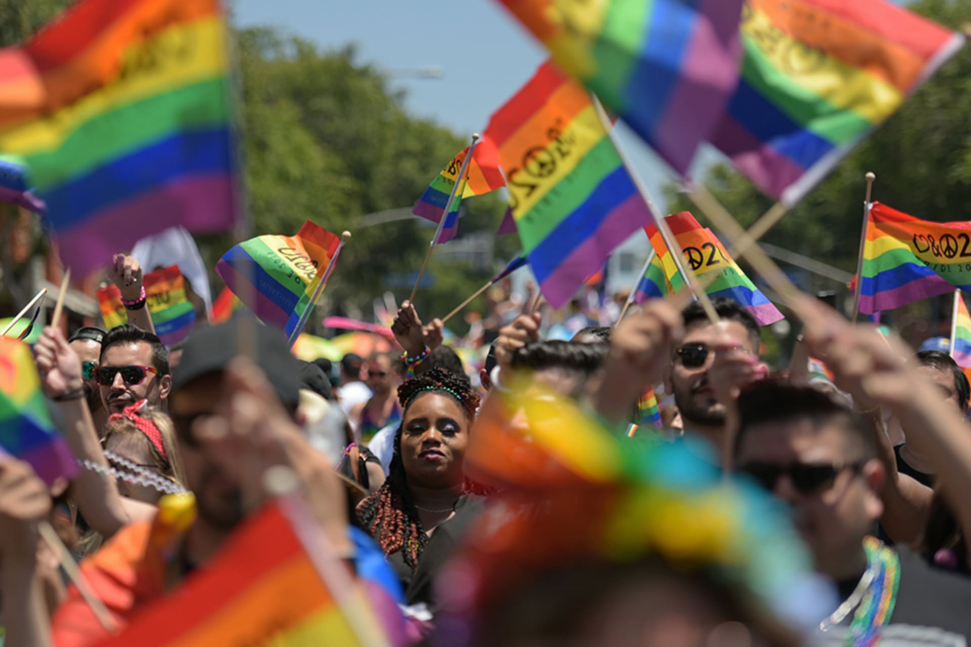 <p>People participate in the annual Los Angeles Pride Parade in West Hollywood, California.</p>
