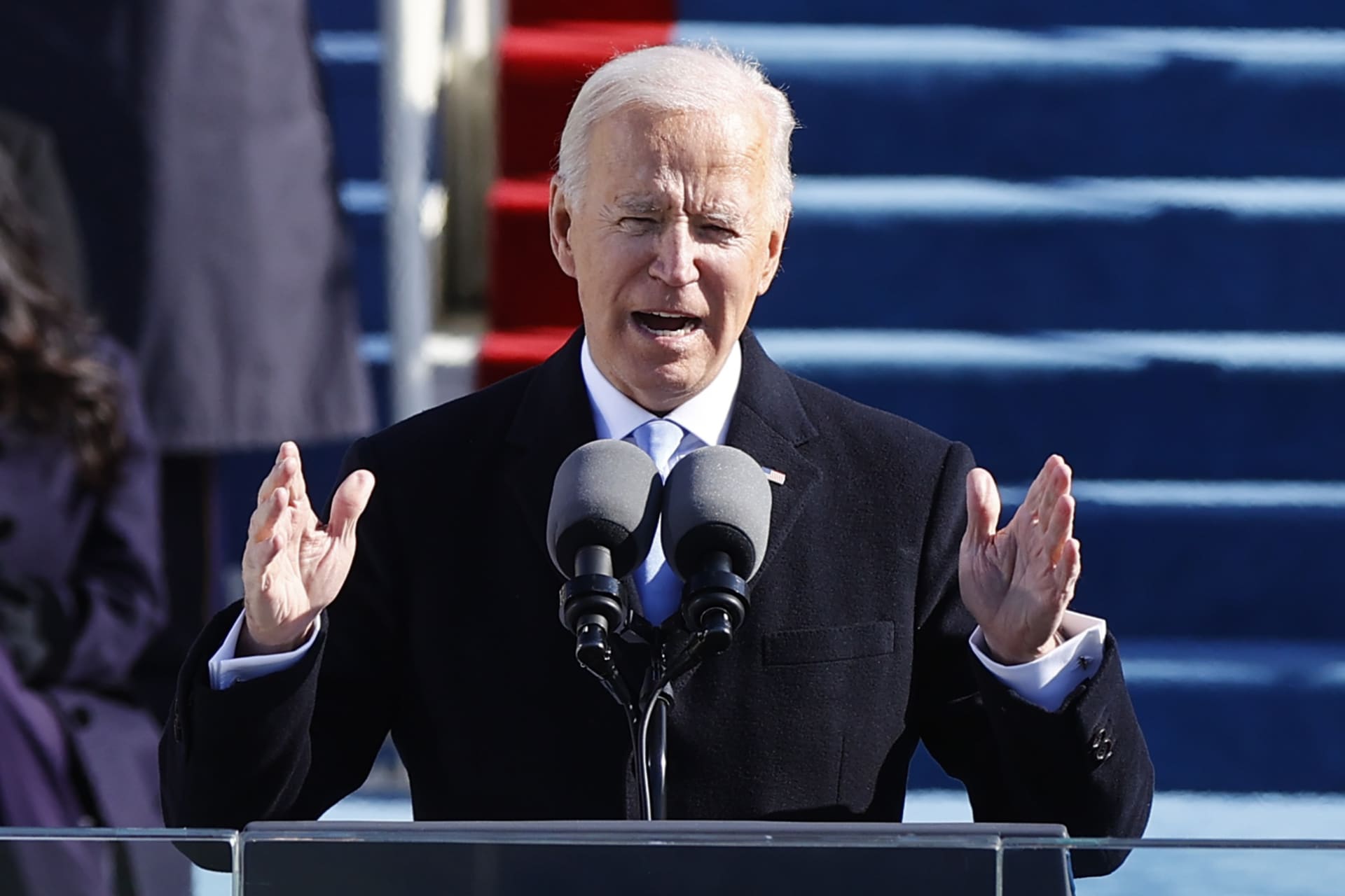 <p>President Joe Biden delivers his inaugural address at the U.S. Capitol in Washington, DC, on January 20, 2021. Jim Bourg/Reuters</p>
