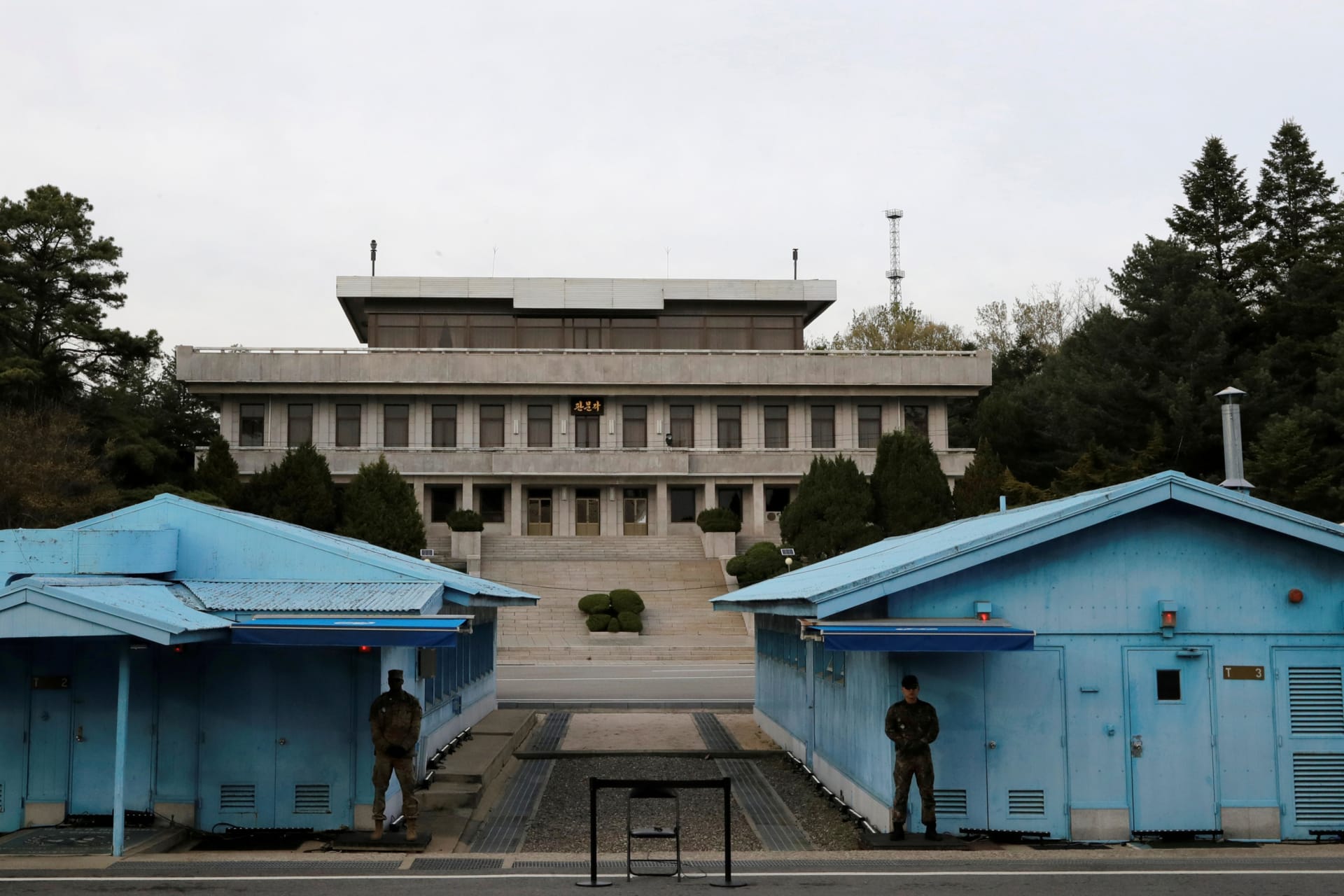 <p>A general view of Panmunjom is seen ahead of a ceremony to mark the first anniversary of the Panmunjon declaration between North and South Korean leaders, on April 27, 2019.</p>
