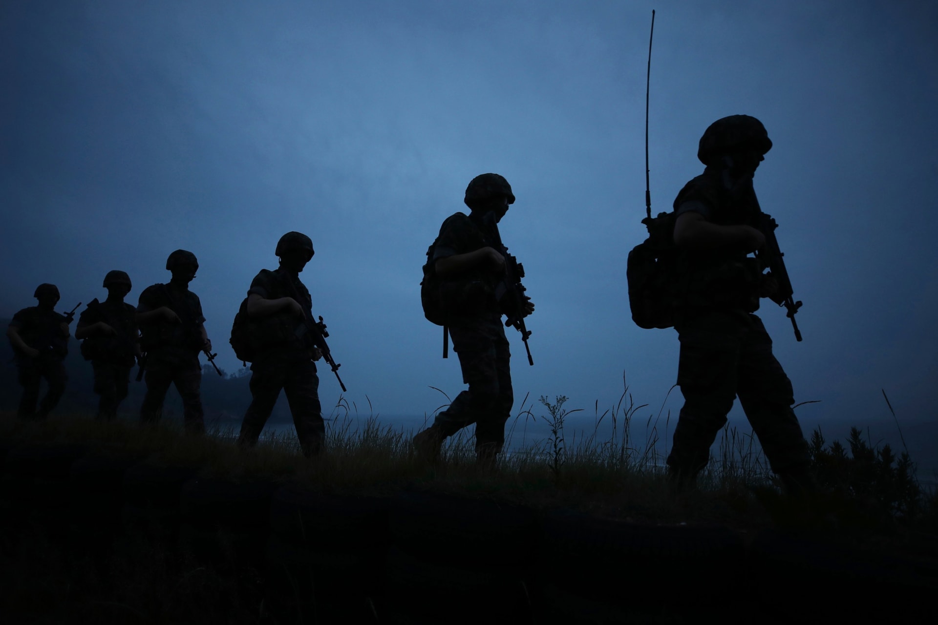 <p>South Korean Marines patrol on Yeonpyeong Island, on June 17, 2020.</p>
