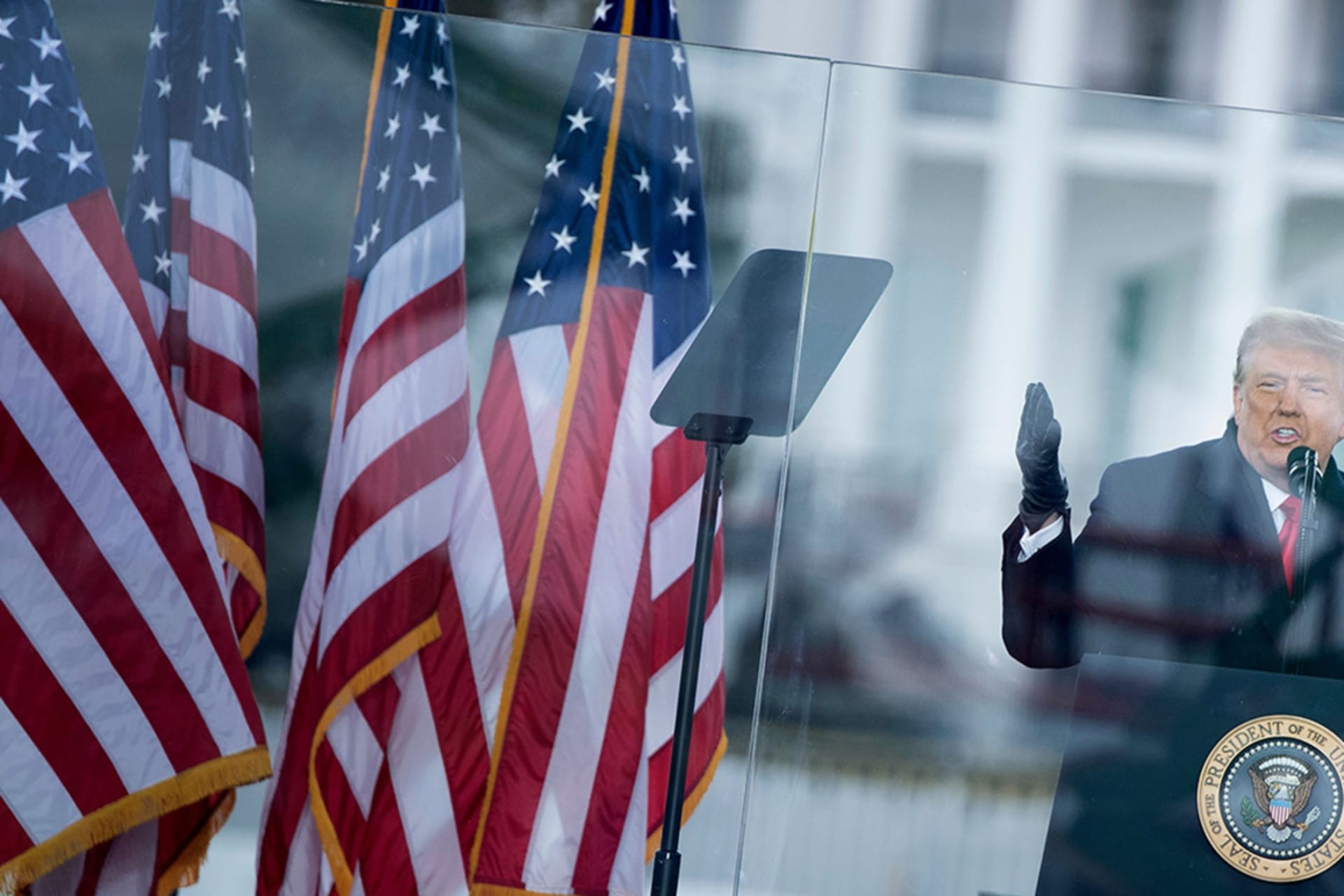 <p>President Donald Trump speaks to supporters from The Ellipse near the White House on January 6, 2021, in Washington, DC</p>
