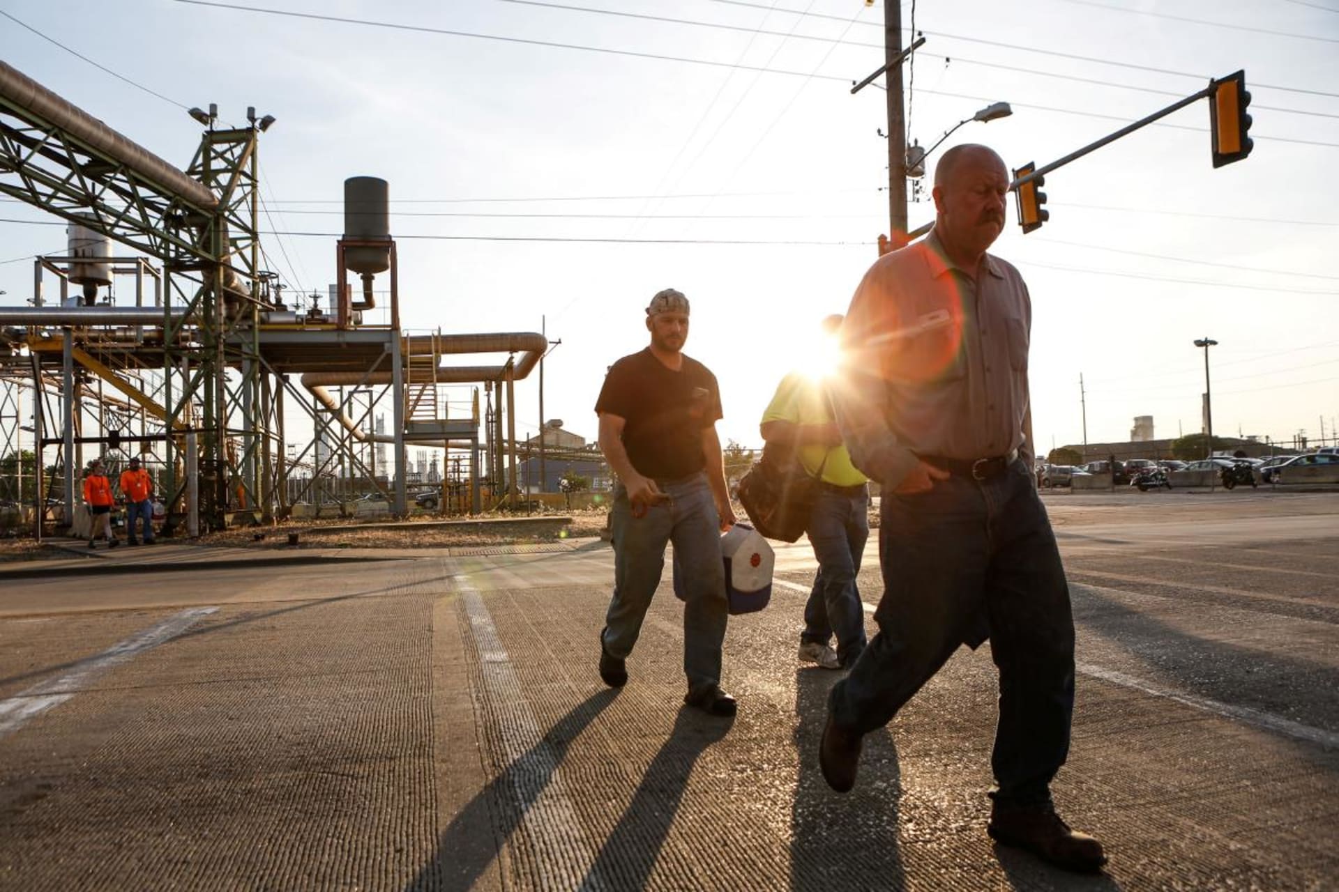 <p>Steel mill employees in Granite City, Illinois, May 2018</p>
