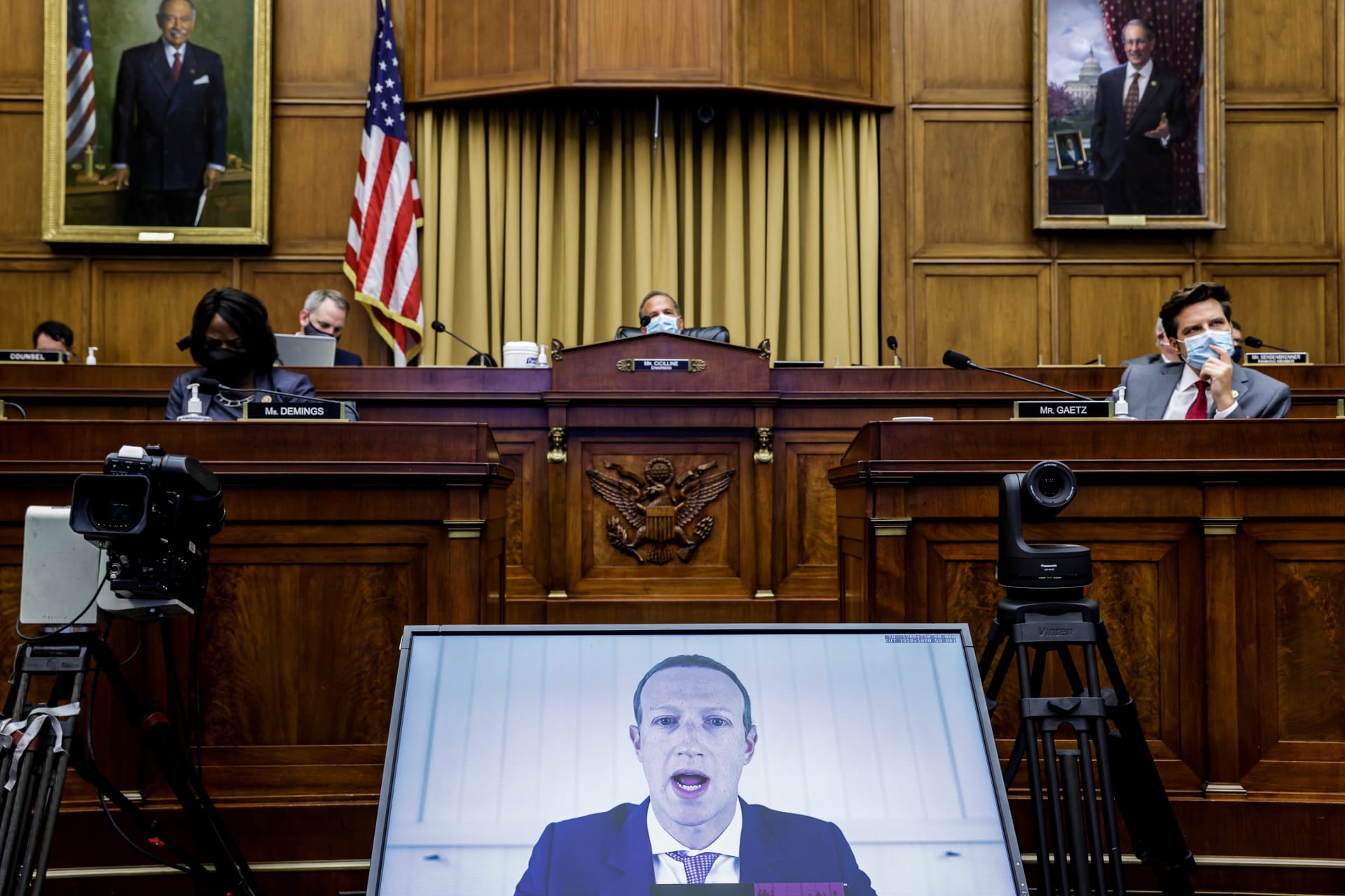 <p>Facebook CEO Mark Zuckerberg speaks via video conference during a hearing of the House Judiciary Subcommittee on Antitrust, Commercial and Administrative Law.</p>
