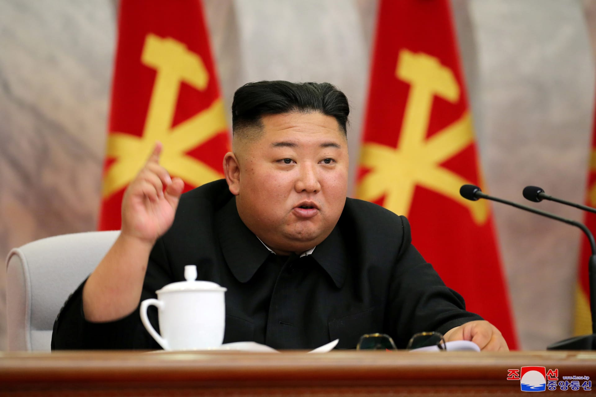 <p>North Korean leader Kim Jong-un speaks at the conference of the Central Military Committee of the Workers’ Party of Korea in this image released by North Korea’s Korean Central News Agency (KCNA) on May 23, 2020. </p>

