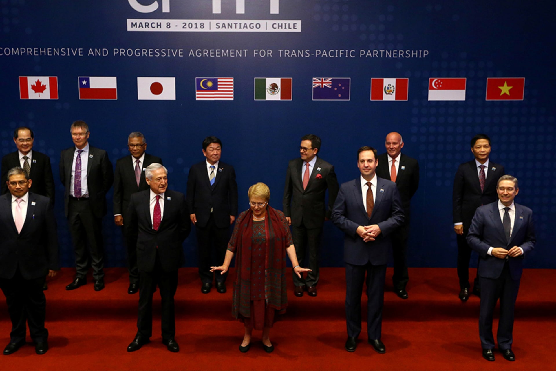 <p>Remaining members of the TPP gather at the signing agreement ceremony in Santiago, Chile, in March 2018.</p>

