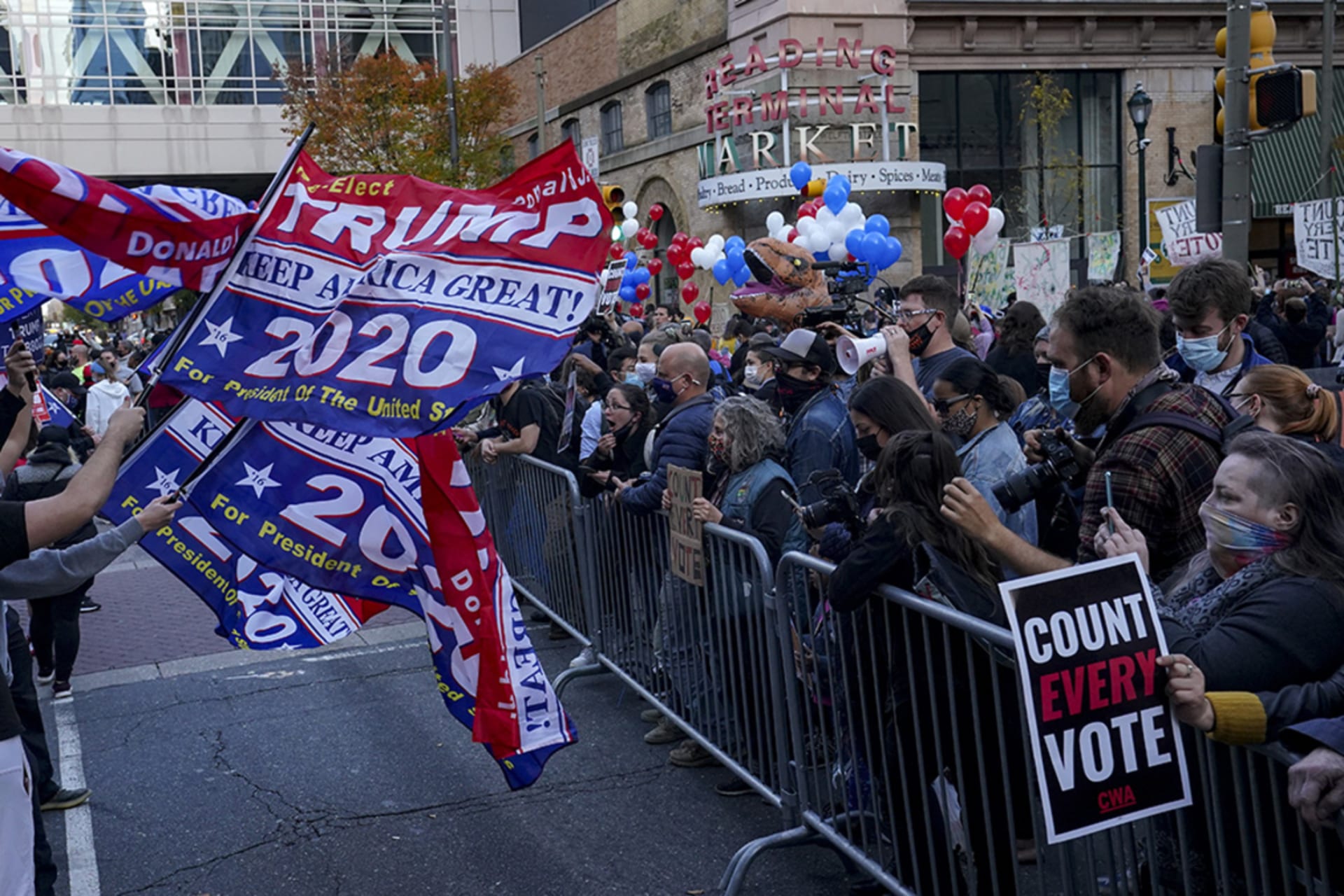 Protesters rally outside the Pen