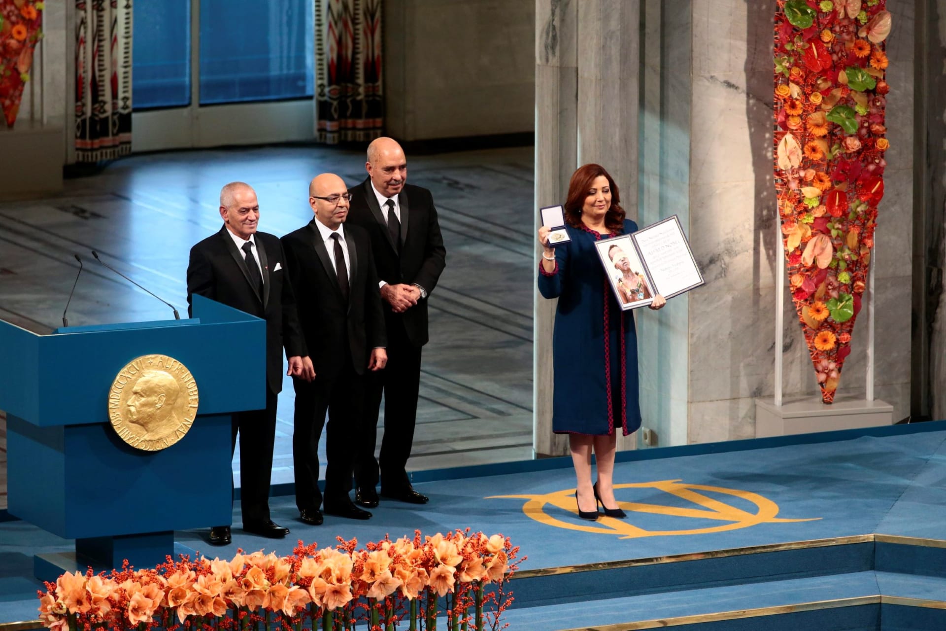 <p>The Tunisian National Dialogue Quartet participate in the Nobel Peace Prize ceremony in Oslo.  </p>
