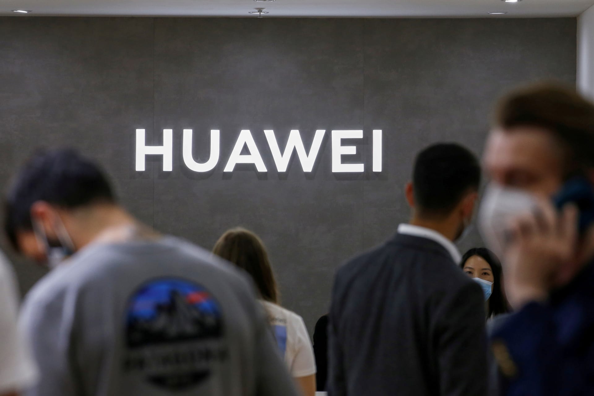 <p>The Huawei logo is seen at the IFA consumer technology fair.</p>
