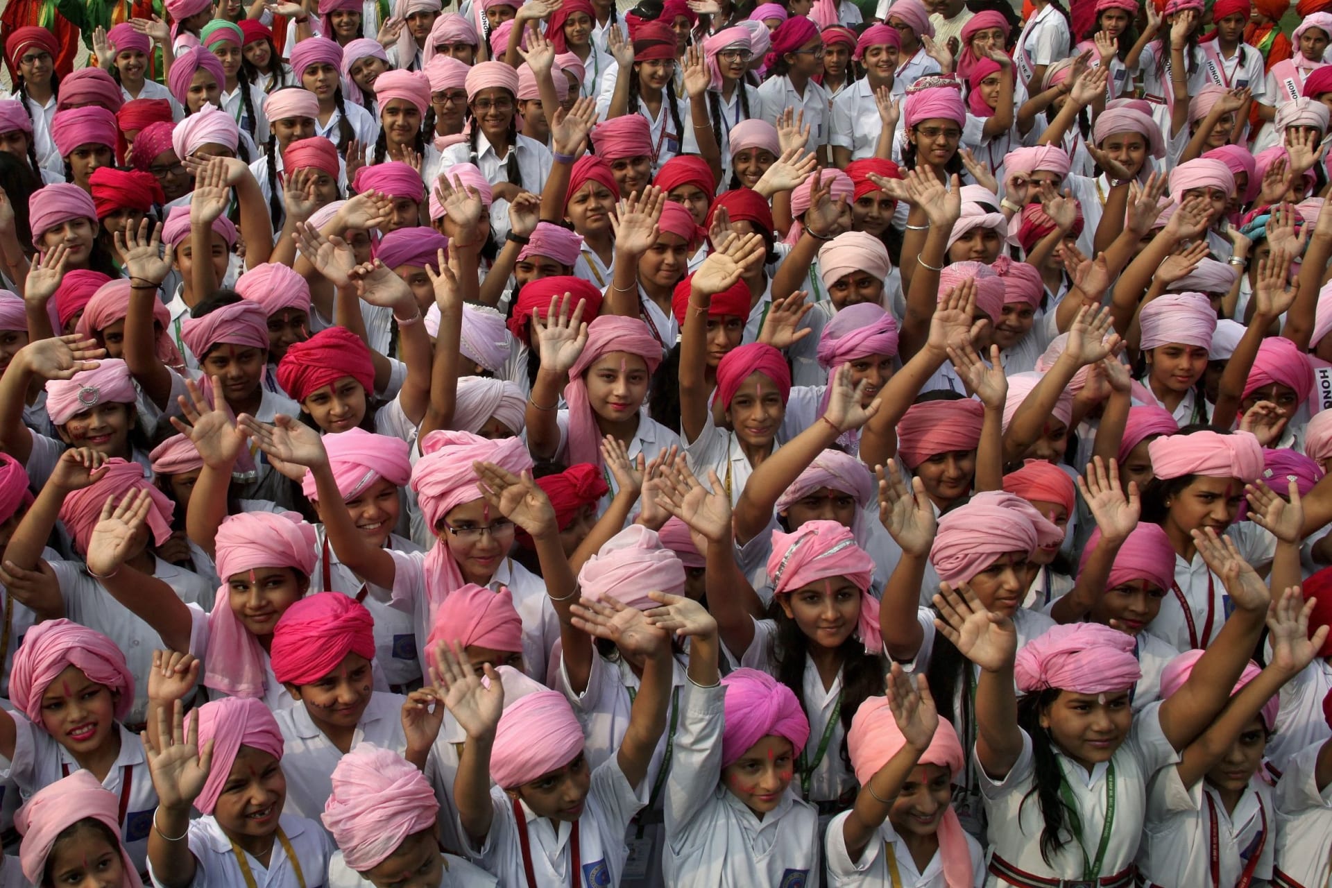 <p>A crowd of girls in Chandigarh, India celebrate International Day of the Girl Child in 2015 </p>
