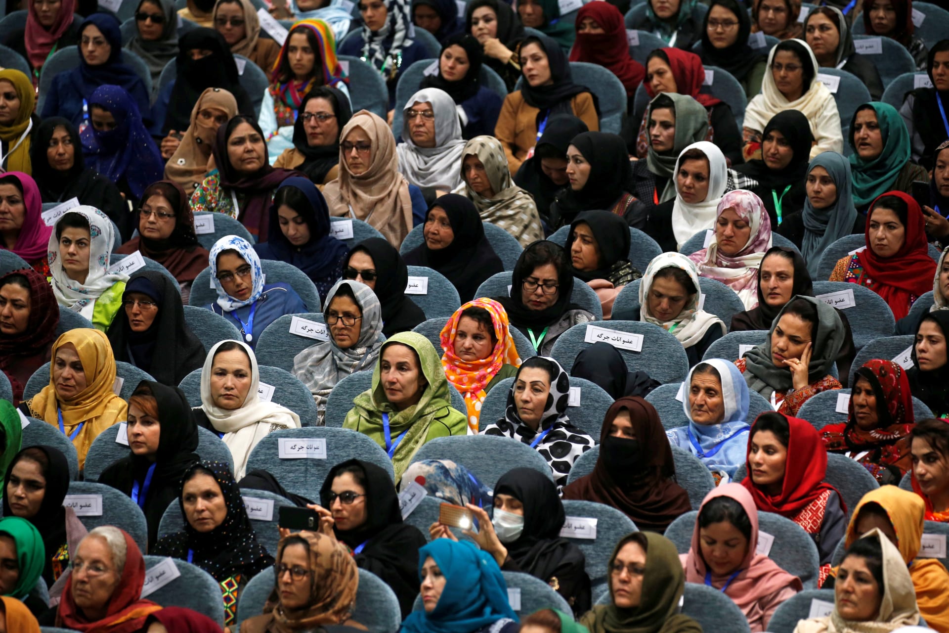 <p>Afghan women participate in a consultative grand assembly, or Loya Jirga, on April 29, 2019 in Kabul. </p>
