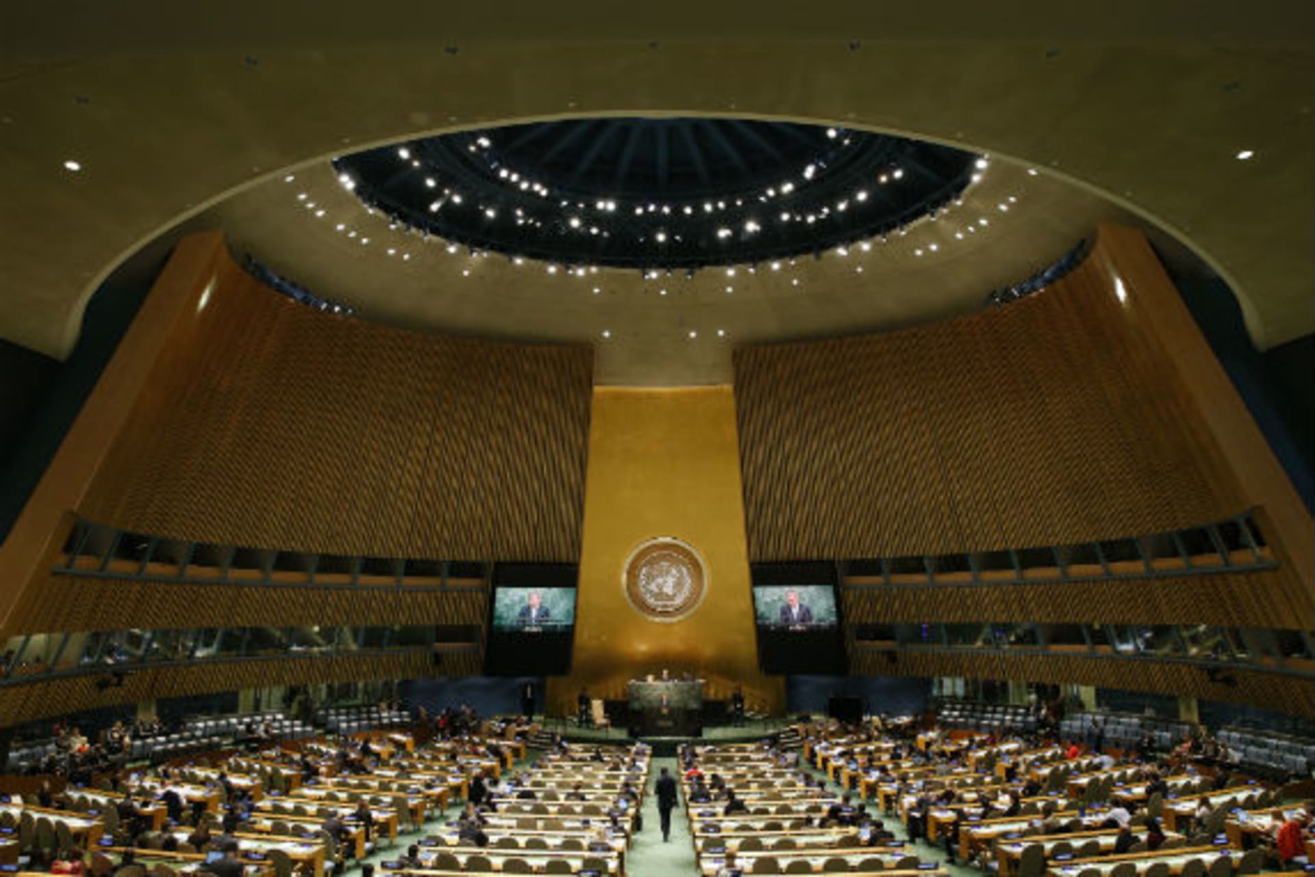 <p>President Sauli Niinisto of Finland addresses attendees during the seventieth session of the United Nations General Assembly at the UN headquarters in New York on September 29, 2015. </p>
