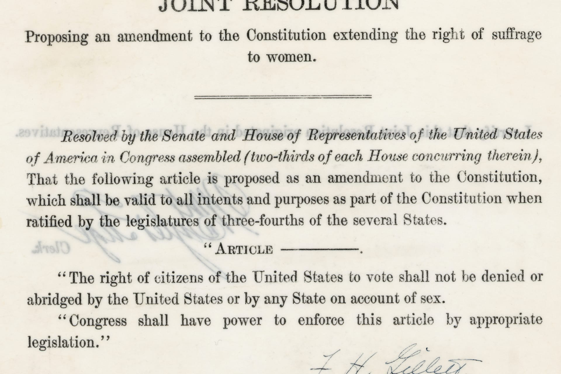 <p>The Nineteenth Amendment of the U.S. Constitution. National Archives  </p>

