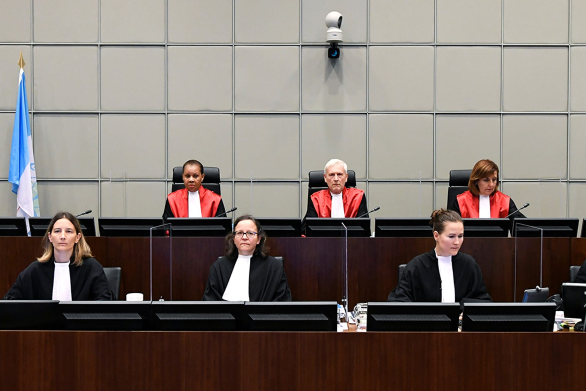 <p> Judges attend a session of the UN-backed Special Tribunal for Lebanon on the killing of former Prime Minister Rafiq Hariri.</p>
