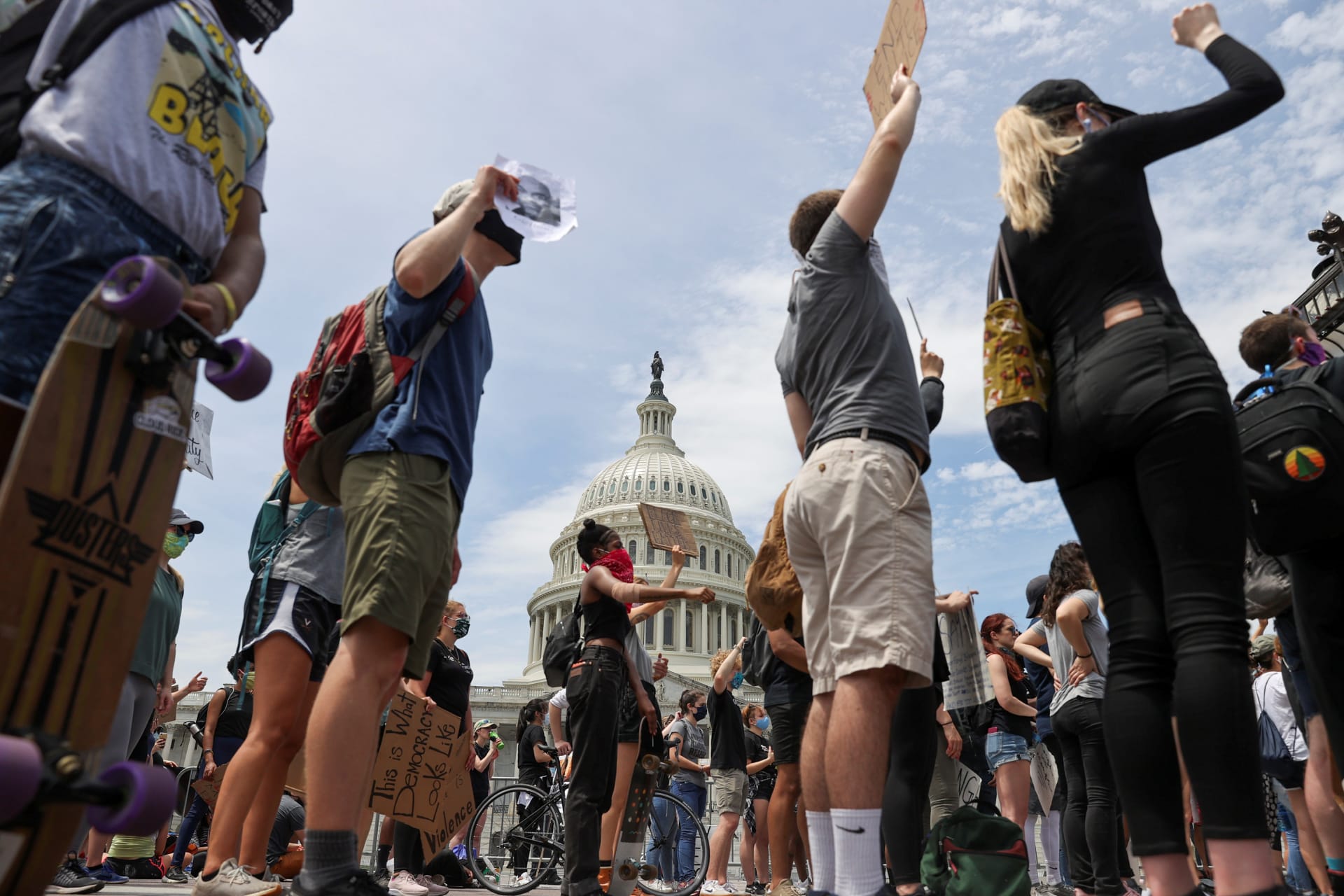 <p>People attend a Black Lives Matter rally outside the U.S. Capitol in Washington, D.C. June 3, 2020.</p>
