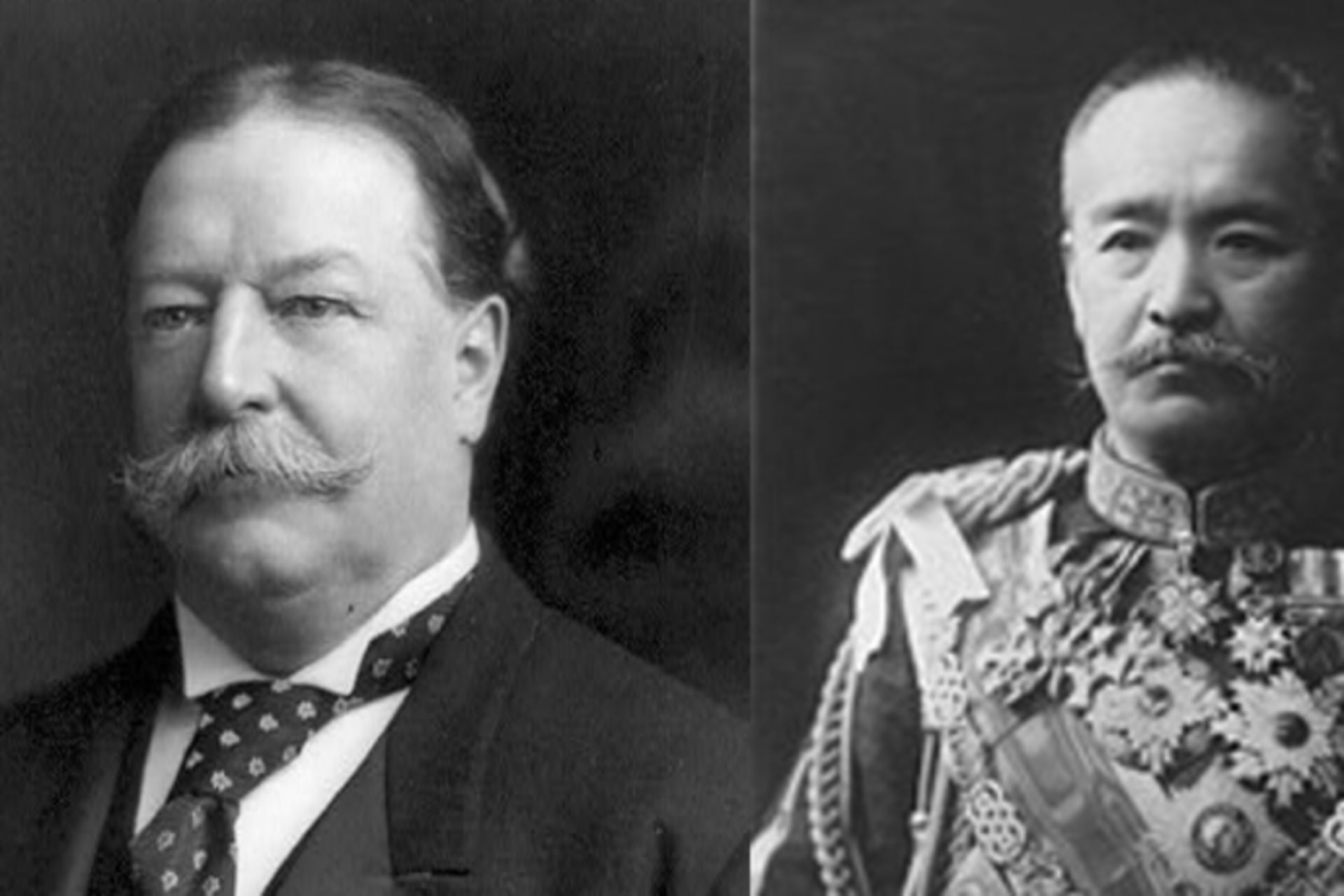 <p>Secretary of War William Howard Taft and Prime Minister of Japan Count Taro Katsura. Library of Congress, U.S. State Department.</p>
