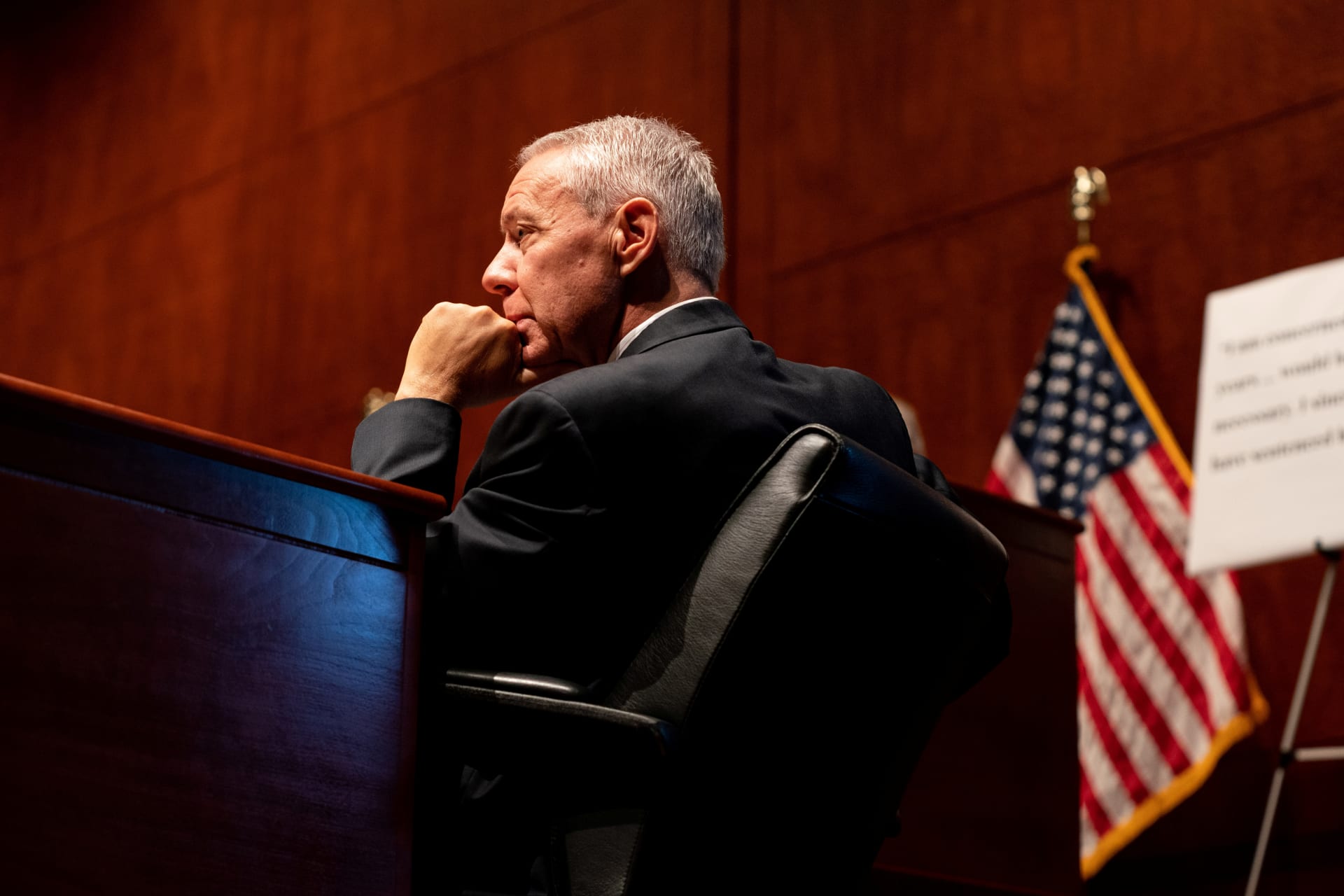 <p>Representative Ken Buck (R-CO) listens during a hearing of the U.S. House Judiciary Committee.</p>

