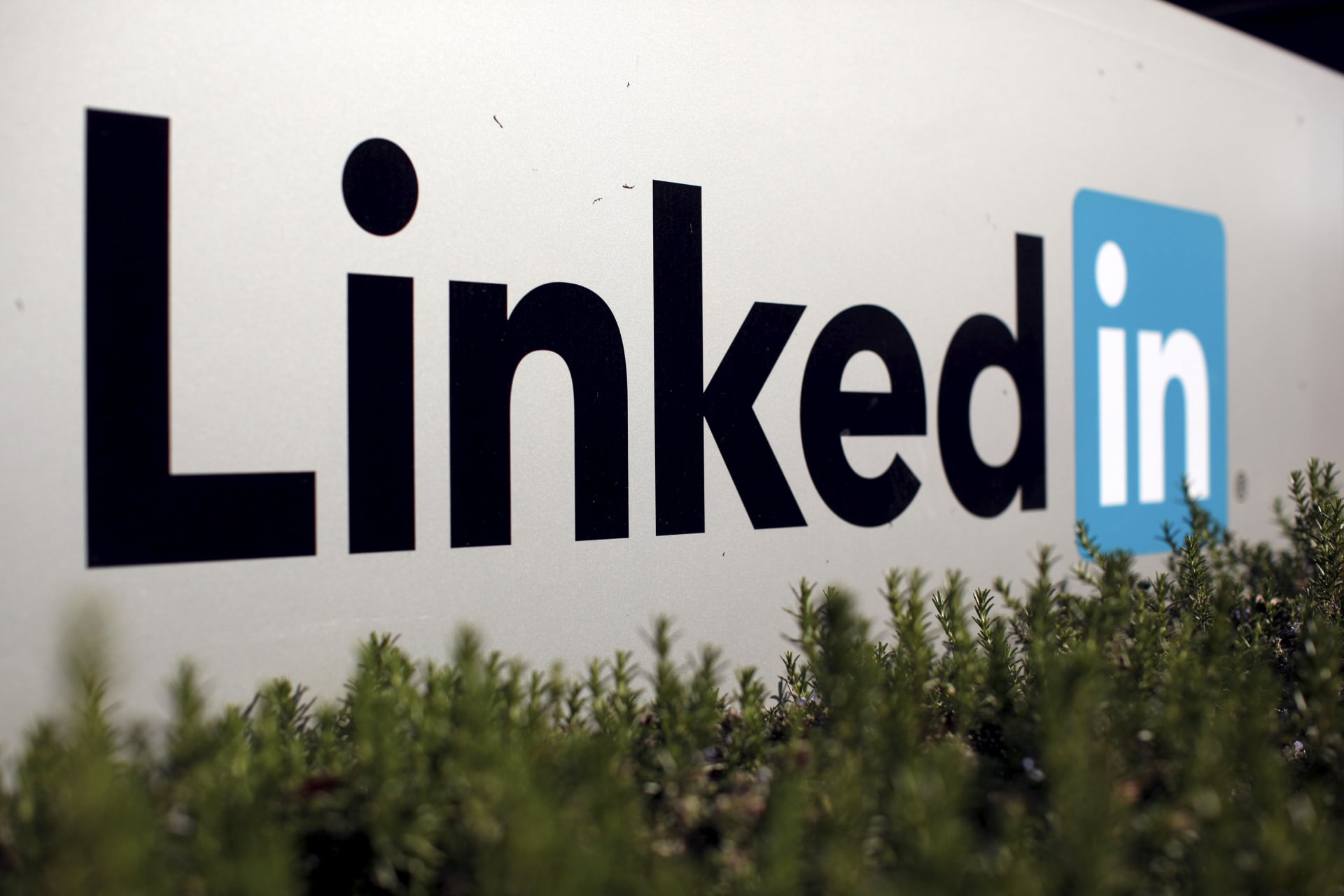 <p>The logo for LinkedIn Corporation is shown in Mountain View, California.</p>