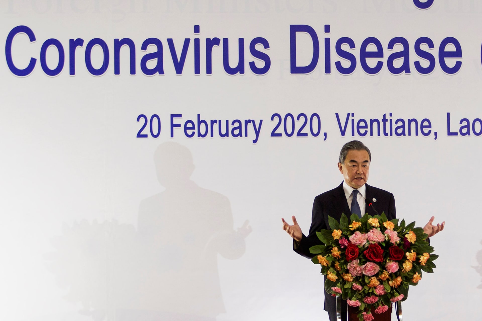 <p>China’s Foreign Minister Wang Yi speaks during a news conference after a meeting of foreign ministers of the Association of South East Asian Nations (ASEAN) and China about the coronavirus outbreak, in Vientiane, Laos February 20, 2020.</p>
