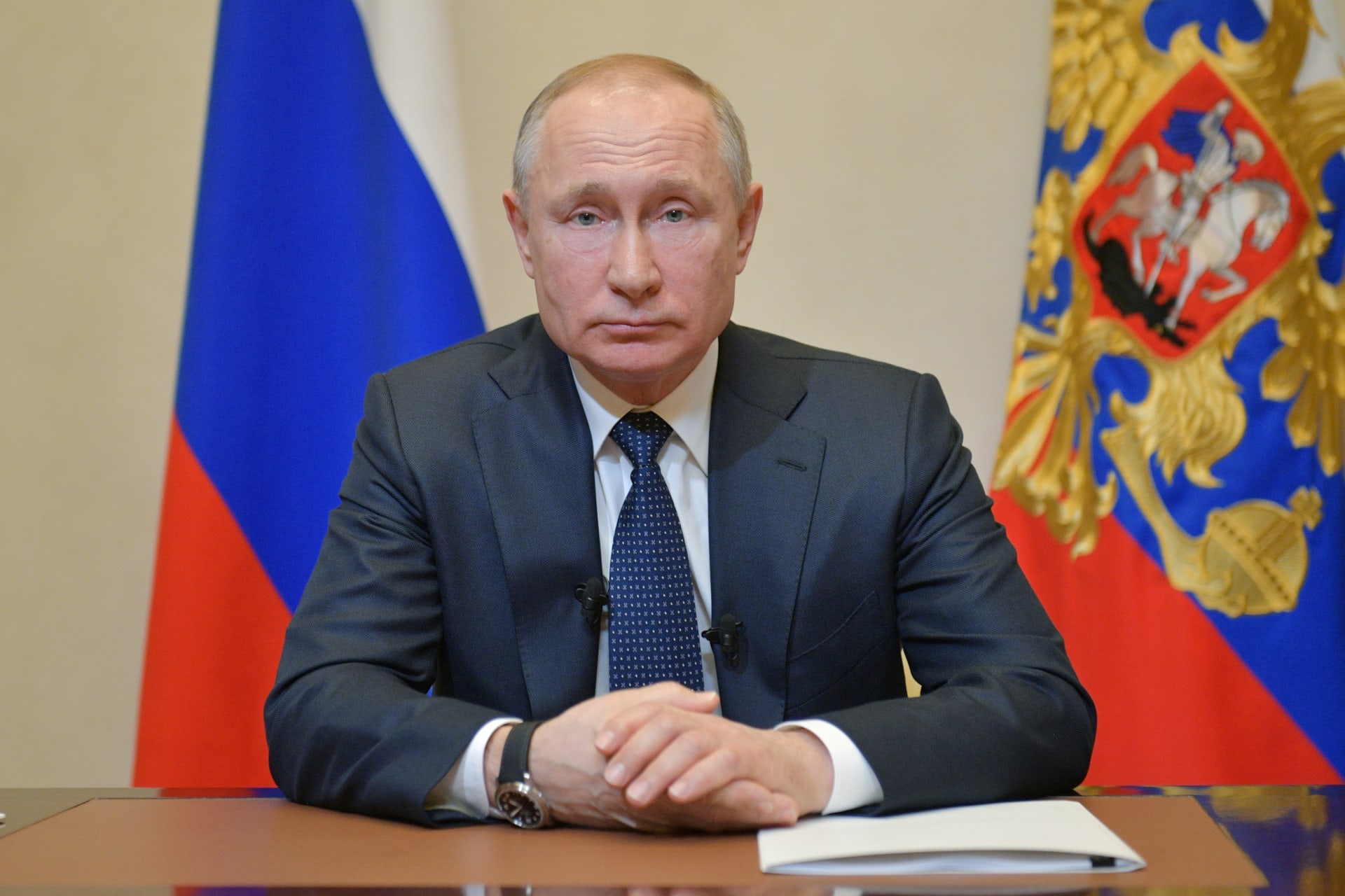 <p>Russian President Vladimir Putin addresses the nation.</p>
