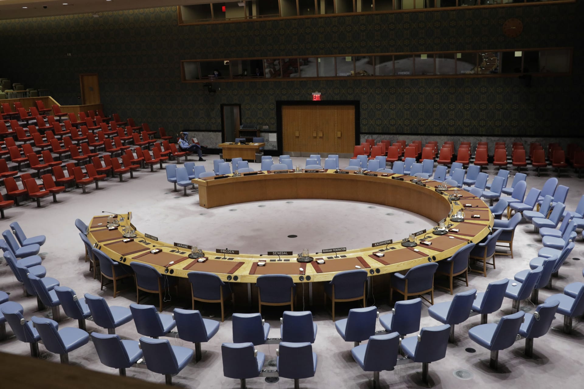 <p>The chairs of the UN Security Council sit empty at UN headquarters in New York, on November 29, 2017. </p>
