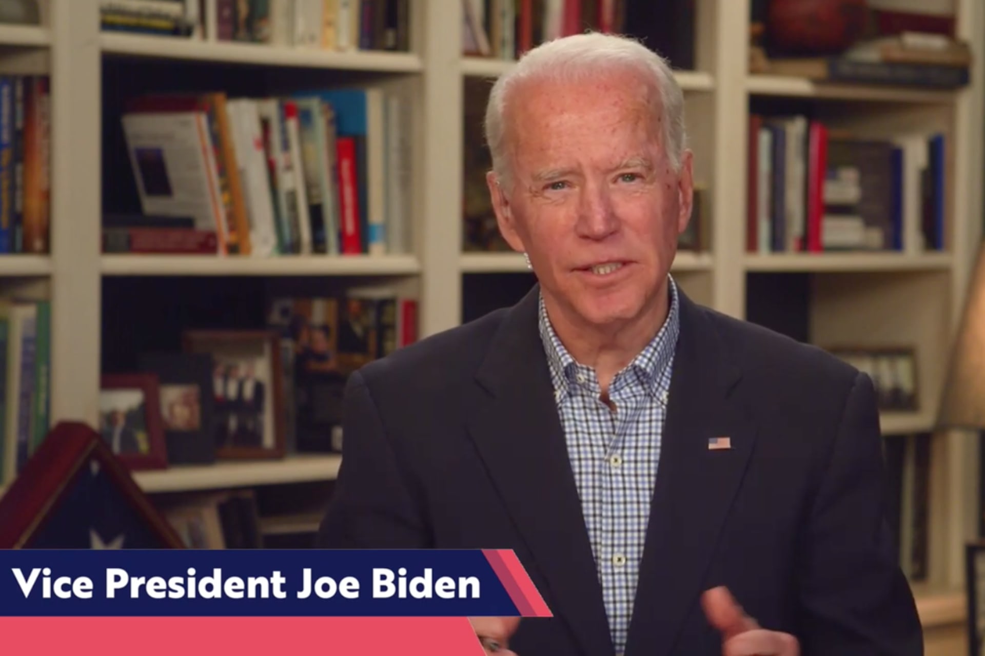 <p>Former Vice President Joe Biden speaks during a virtual roundtable streamed from his Wilmington, Delaware, home on March 25. </p>
