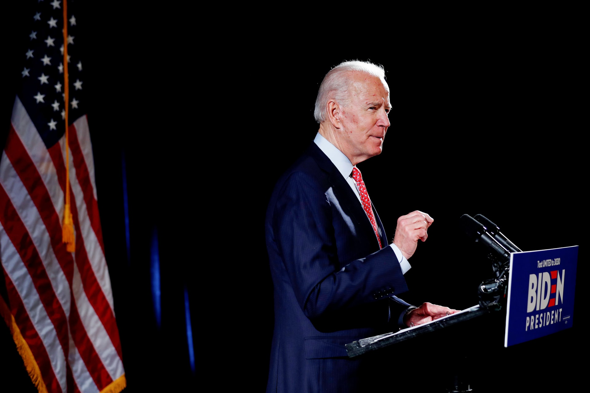 <p>Former Vice President Joe Biden gives a speech about the coronavirus pandemic at an event in Wilmington, Delaware, on March 12. </p>
