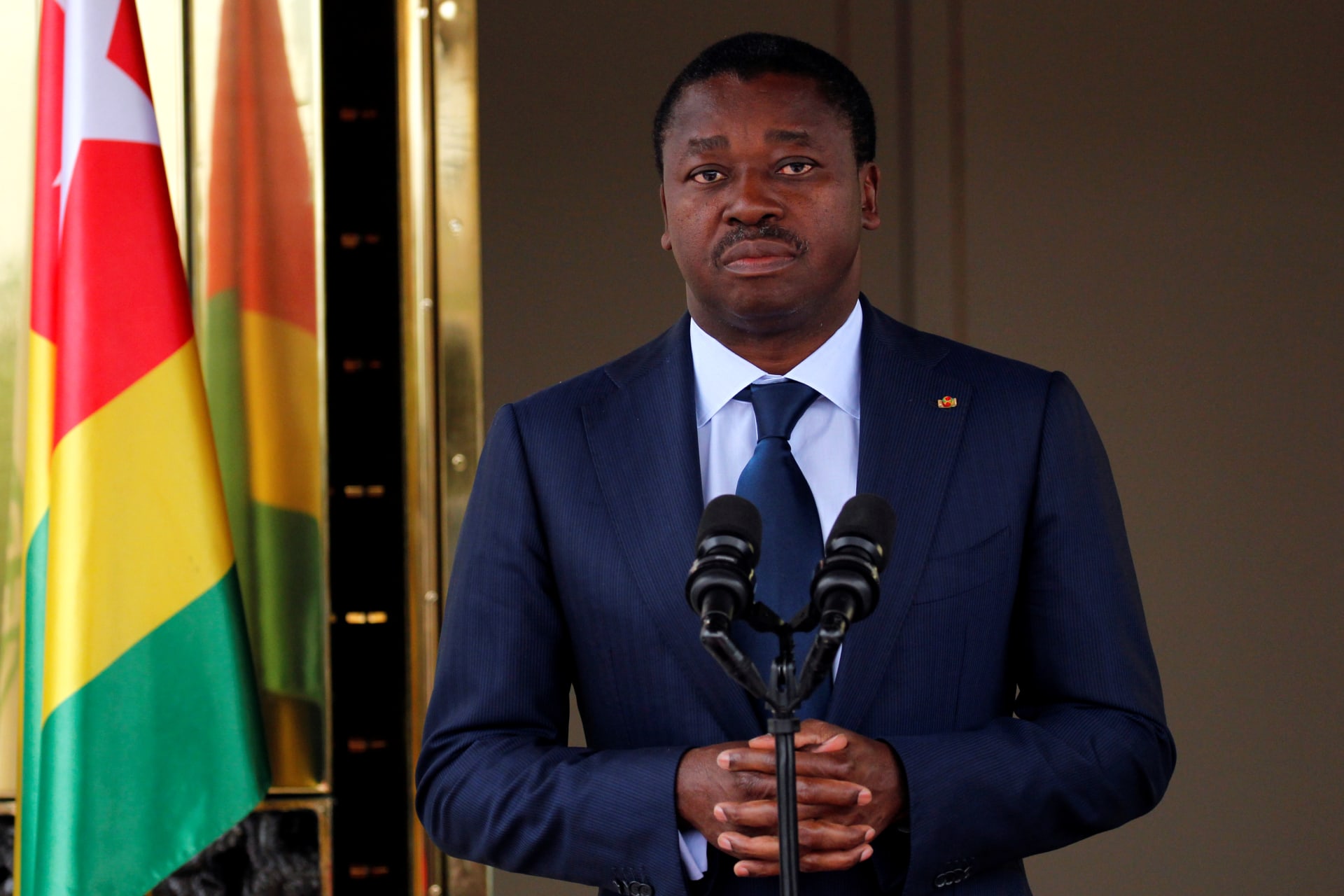 <p>Togo’s President Faure Gnassingbe attends a joint news conference with Ivory Coast’s President Alassane Ouattara (unseen) at the presidential palace in Abidjan, Ivory Coast November 20, 2017. </p>
