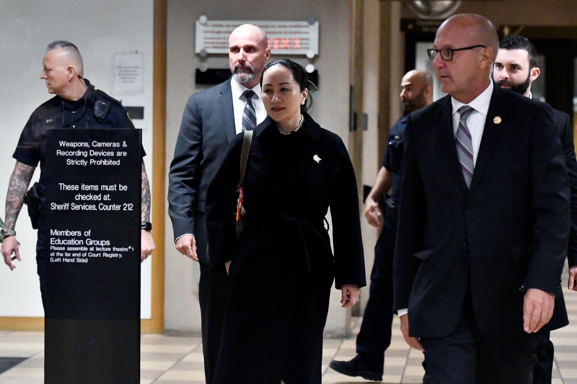 <p>Huawei Chief Financial Officer Meng Wanzhou leaves B.C. Supreme Court following her extradition hearing at B.C. Supreme Court in Vancouver, British Columbia, Canada January 23, 2020.</p>
