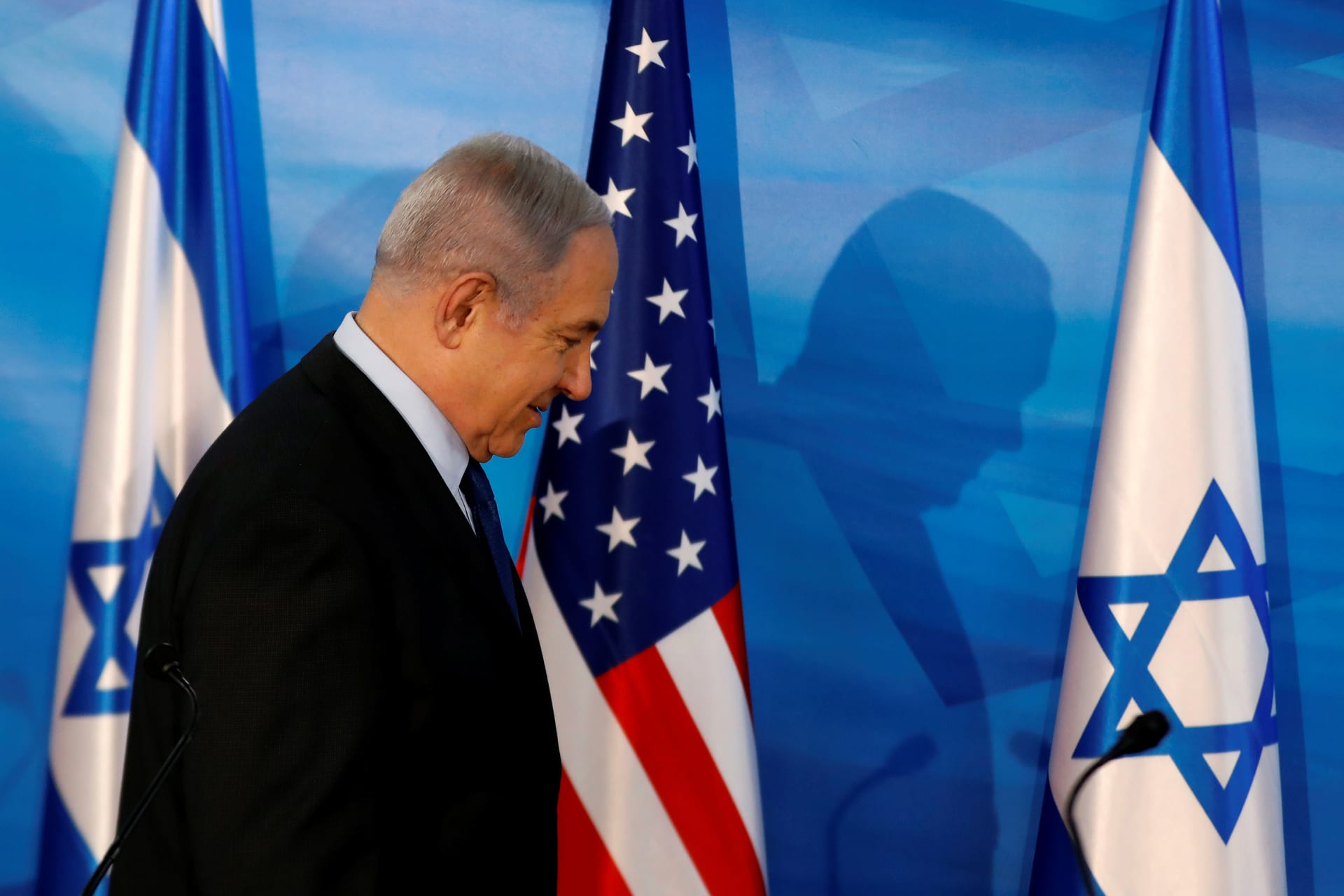 <p>Israeli Prime Minister Benjamin Netanyahu walks to a meeting with the Trump administration in Jerusalem in October 2019. </p>
