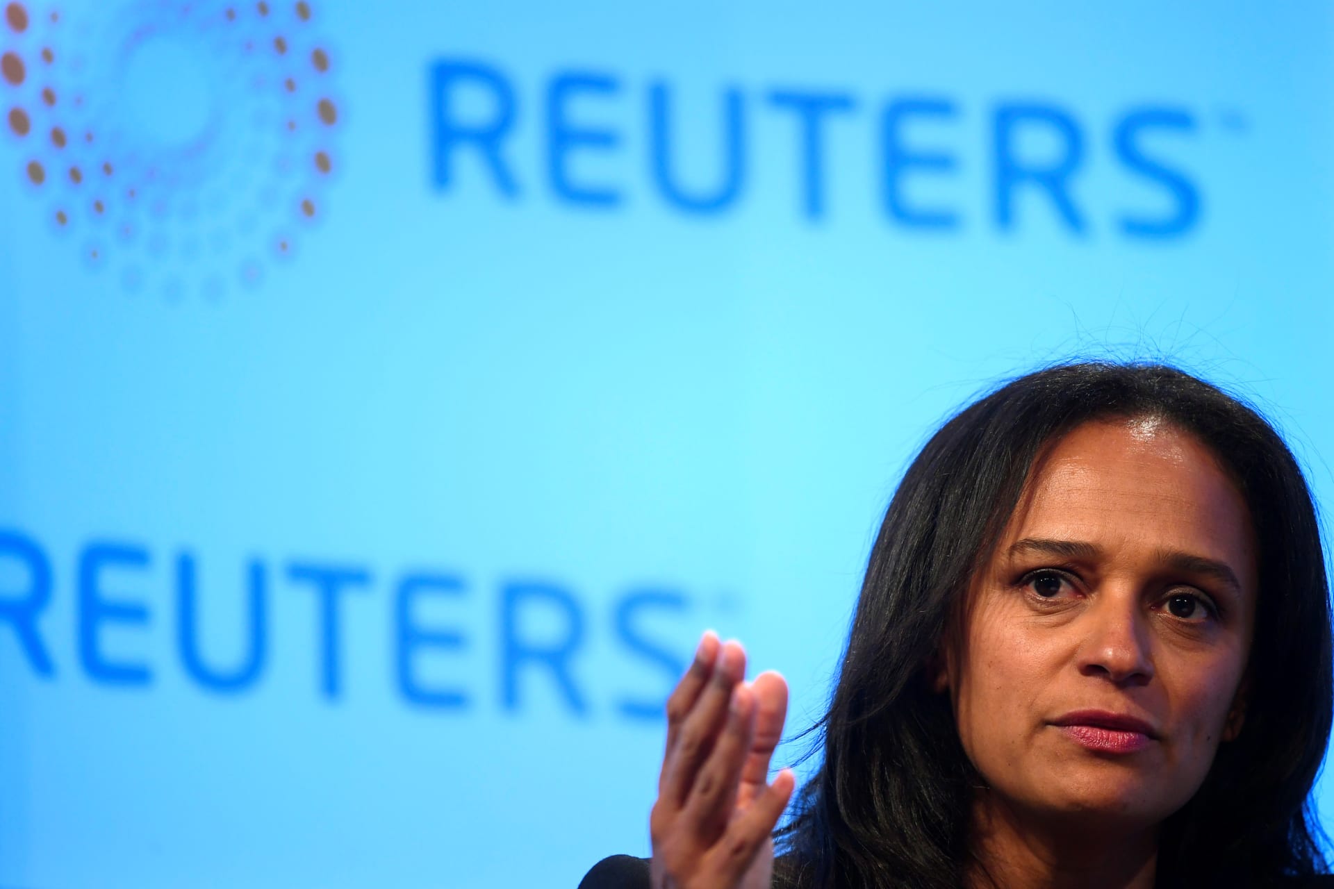 <p>Isabel dos Santos speaks during a Reuters Newsmaker event in London, Britain, October 18, 2017</p>
