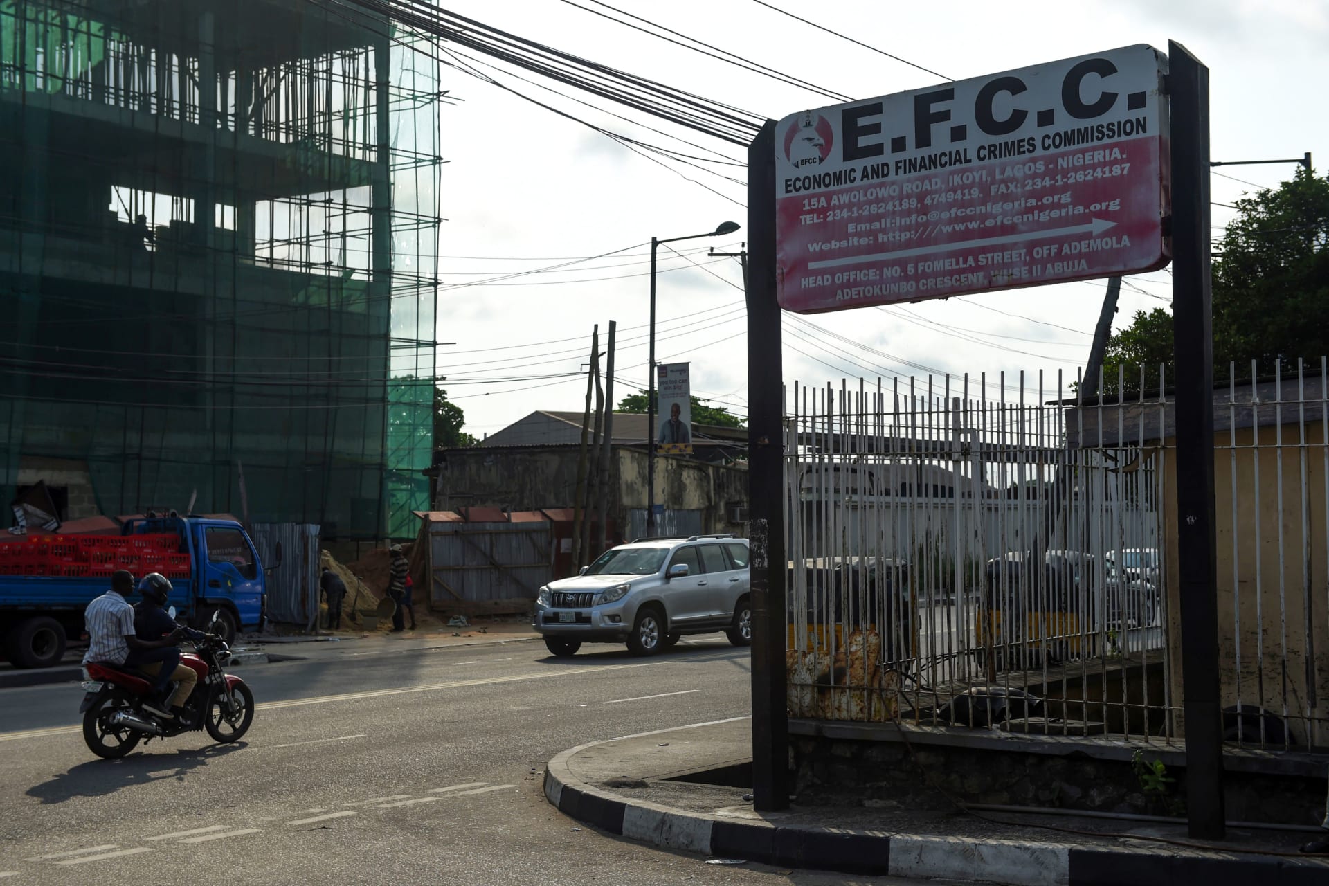 <p>The sign of the Economic and Financial Crimes Commission (EFCC), one of Nigeria’s primary anti-corruption agencies, in Lagos, Nigeria, on October 3, 2016. </p>
