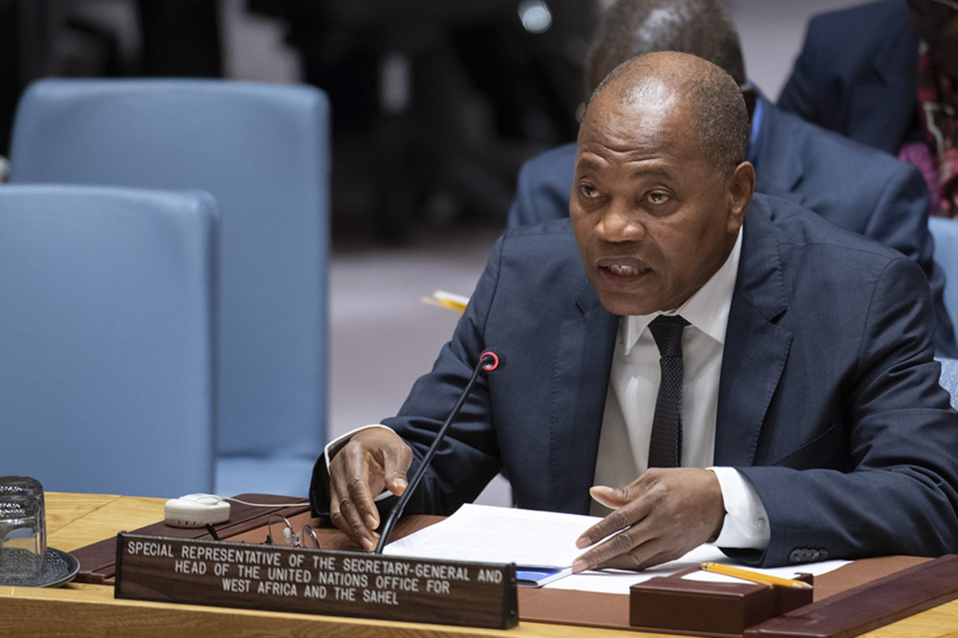 <p>Mohammed Ibn Chambas, Special Representative of the Secretary-General and Head of the United Nations Office for West Africa and the Sahel, briefs the Security Council on West Africa, on January 10, 2019, in New York. </p>
