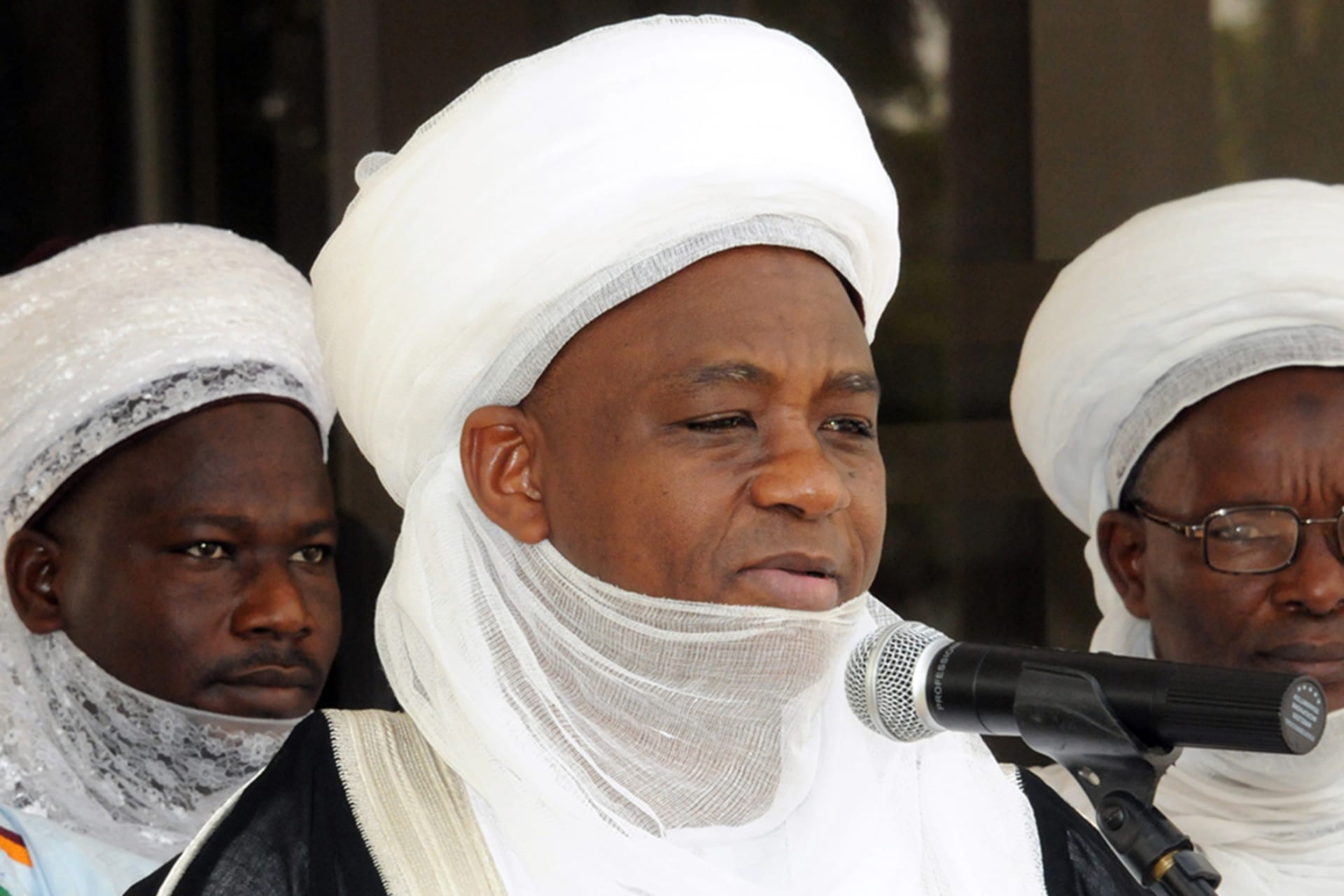 <p>The sultan of Sokoto, the spiritual leader of Nigeria’s Muslims, Alhaji Muhammad Sa’ad Abubakar III, speaks to the media at the state house in Abuja, on December 27, 2011.</p>
