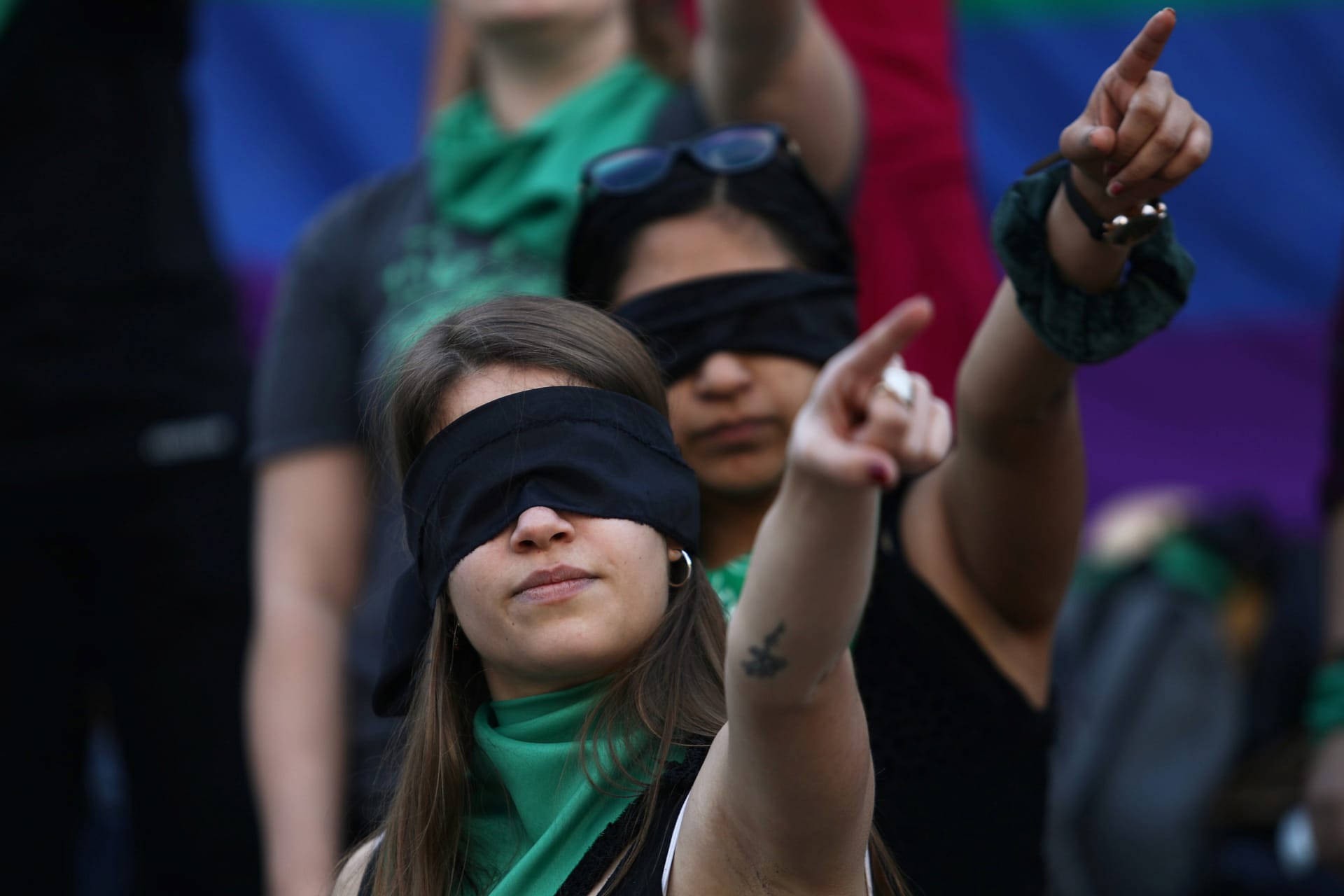 <p>Women during a demonstration against gender violence at Angel de la Independencia monument in Mexico City, Mexico, on December 13, 2019.</p>
