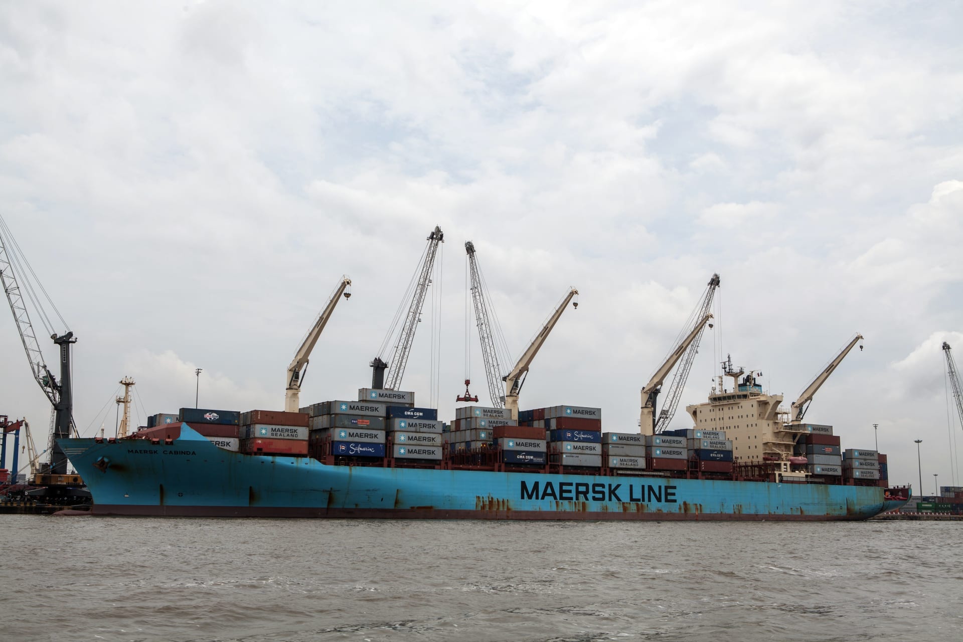 <p>A Danish vessel also known as Maersk berth at the Lagos Tin-Can Island container terminal in Apapa, on October 7, 2015.</p>
