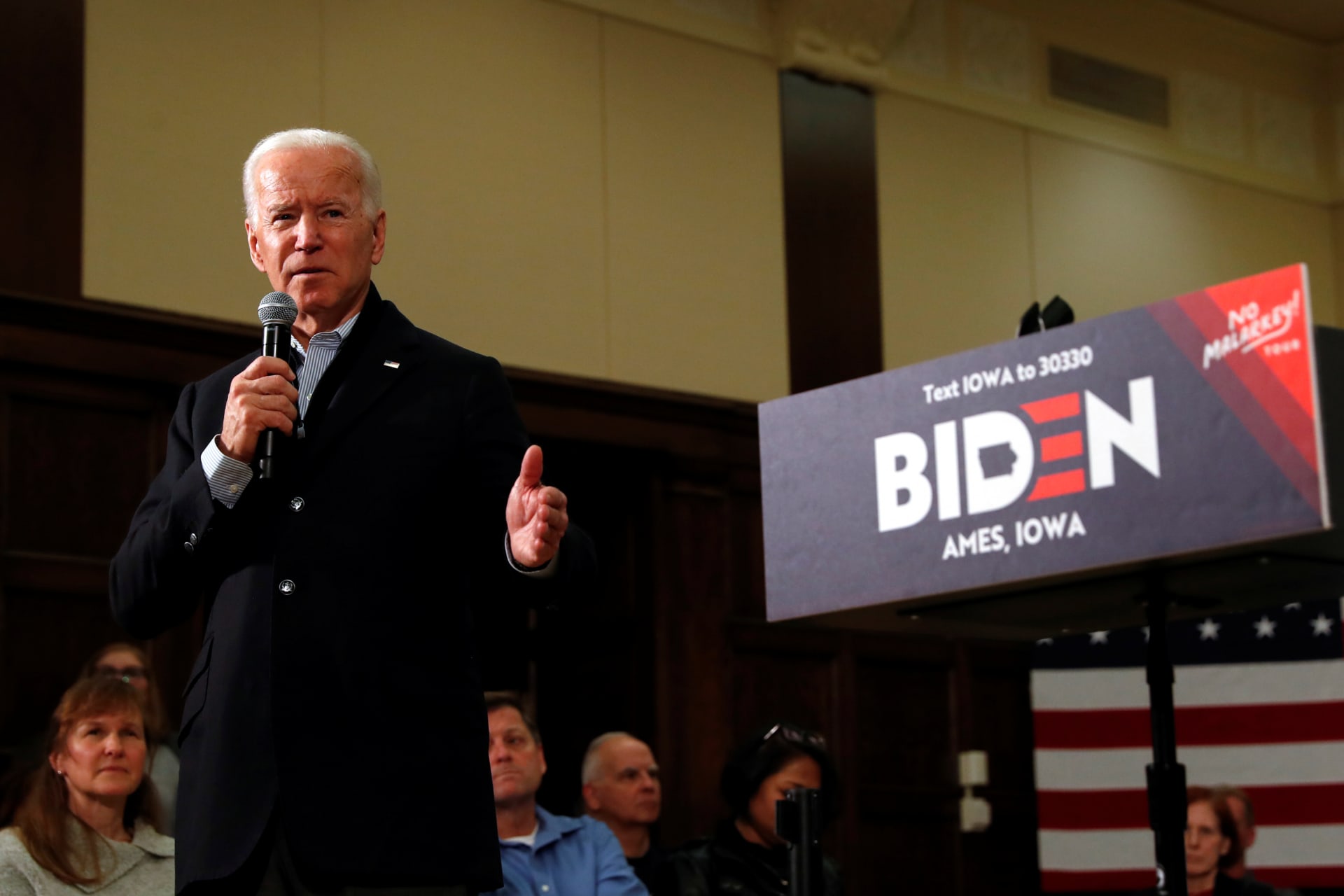 <p>Former Vice President Joe Biden speaks during a town hall meeting at Iowa State University on December 4, 2019. </p>
