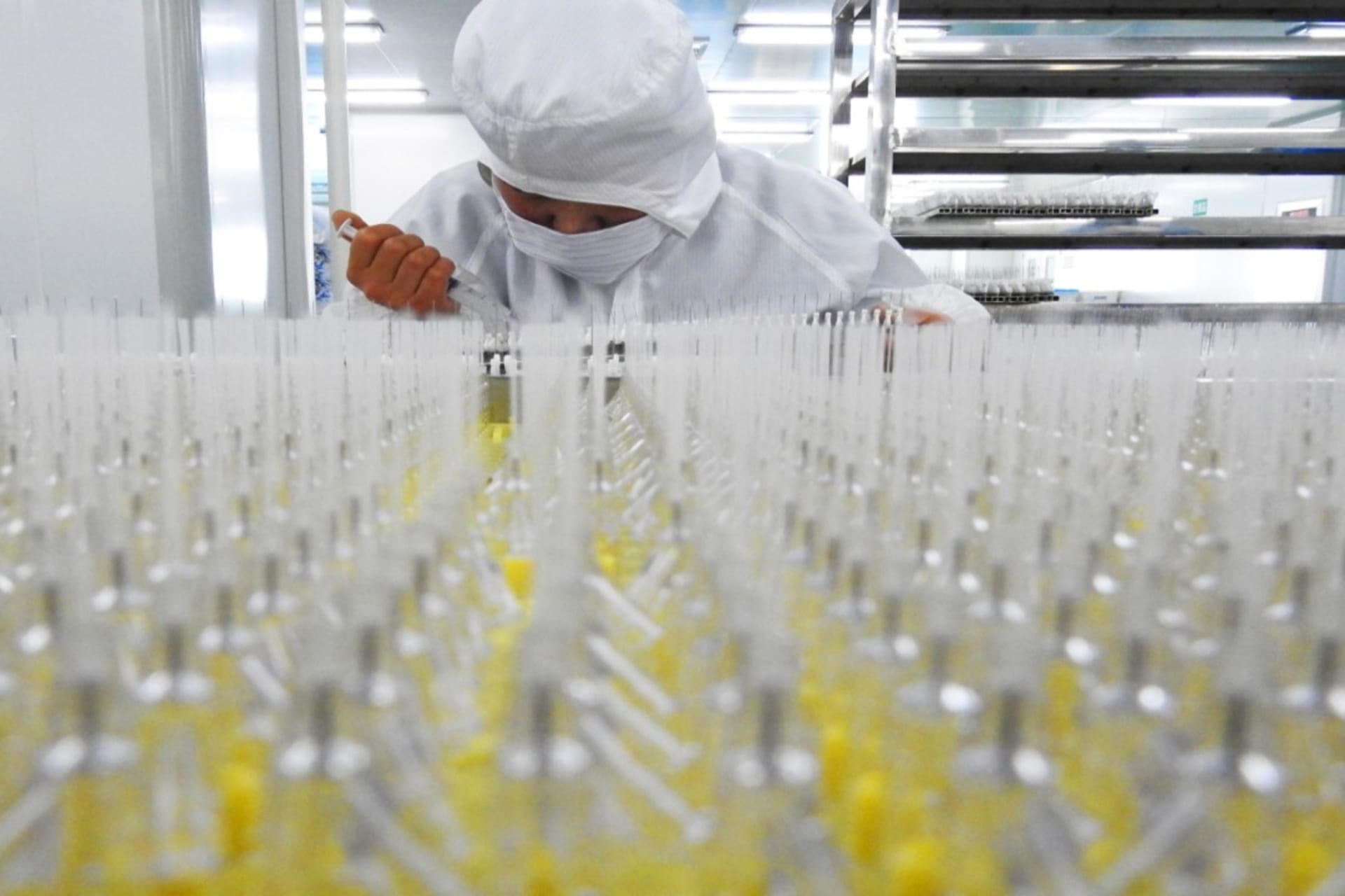 <p>A worker is seen in the workshop of a factory manufacturing medical devices in Lianyungang, China July 27, 2018.</p>
