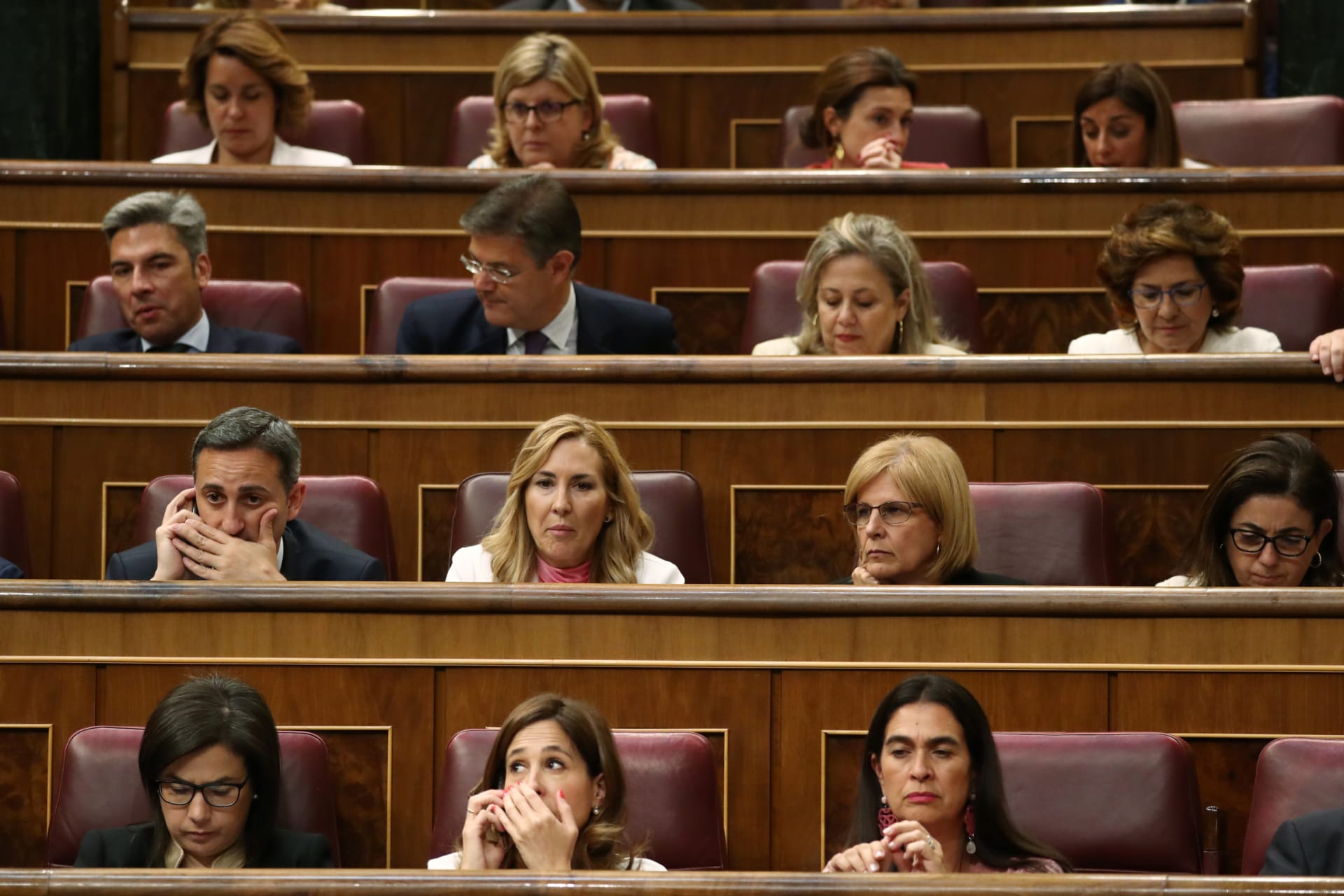 <p>Deputies attend the first session of parliament following a general election in Madrid, Spain, May 21, 2019.</p>
