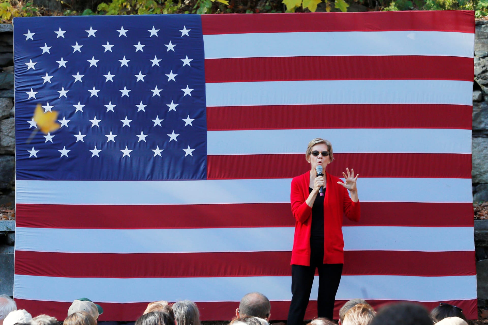 <p>Senator Elizabeth Warren speaking in Hanover, New Hampshire, on October 24. </p>