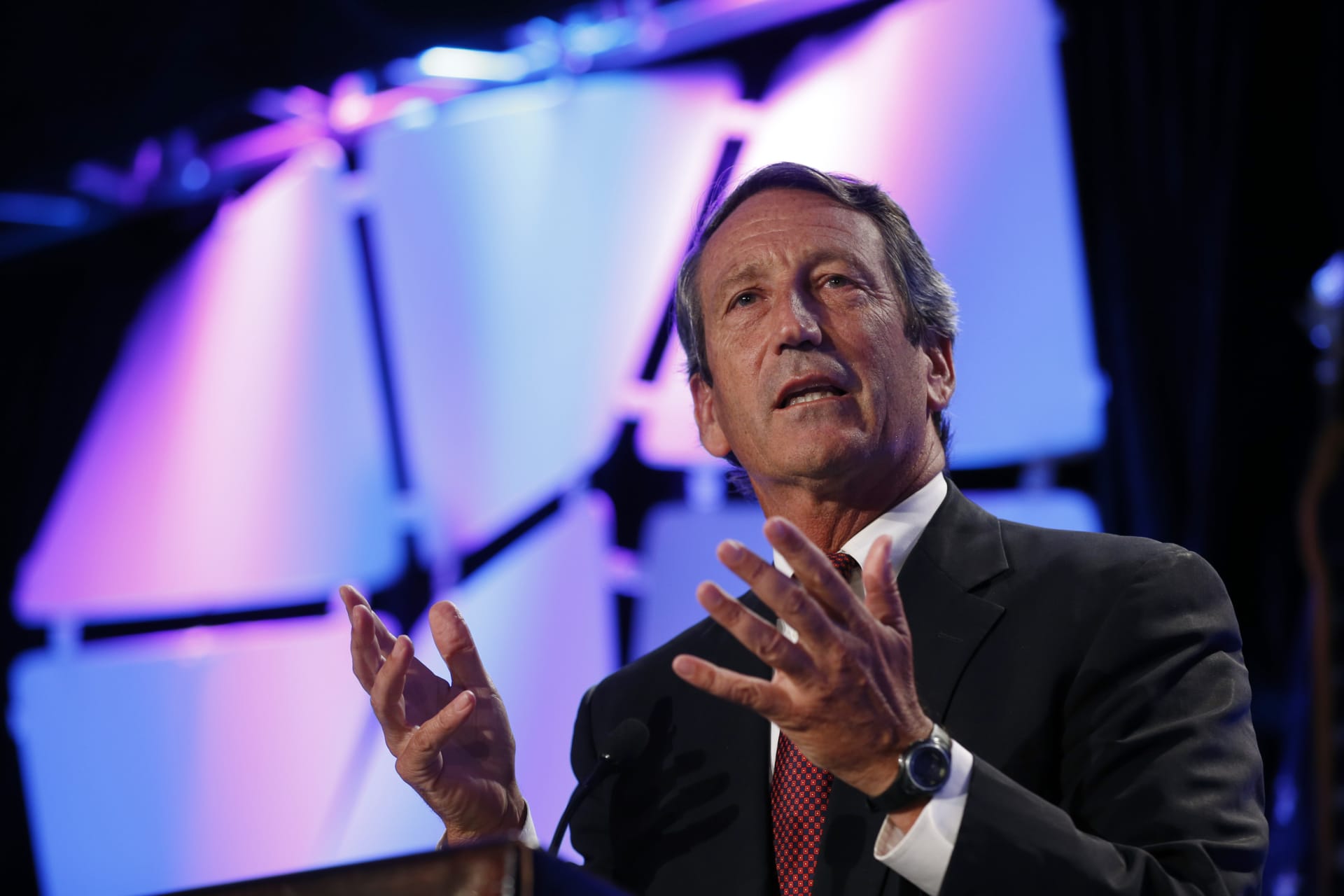 <p>Mark Sanford speaks at the Liberty Political Action Conference (LPAC) on September 19, 2013. Kevin Lamarque/REUTERS</p>
