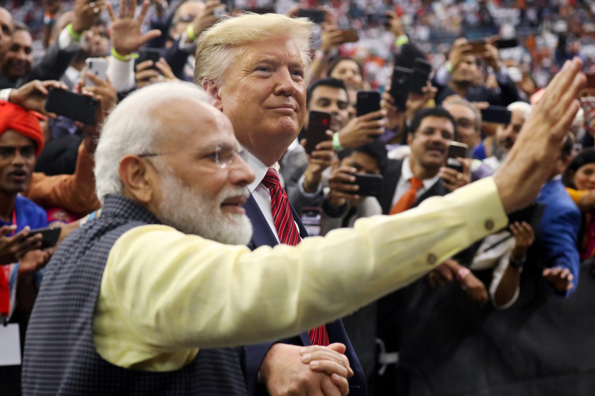 <p>U.S. President Donald Trump and Indian Prime Minister Narendra Modi at “Howdy, Modi!” in Houston</p>
