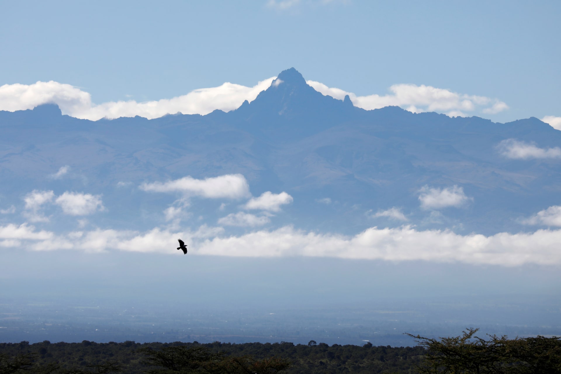 <p>Mount Kenya is seen from the Ol Pejeta Conservancy in Laikipia national park, Kenya, May 22 , 2019.</p>
