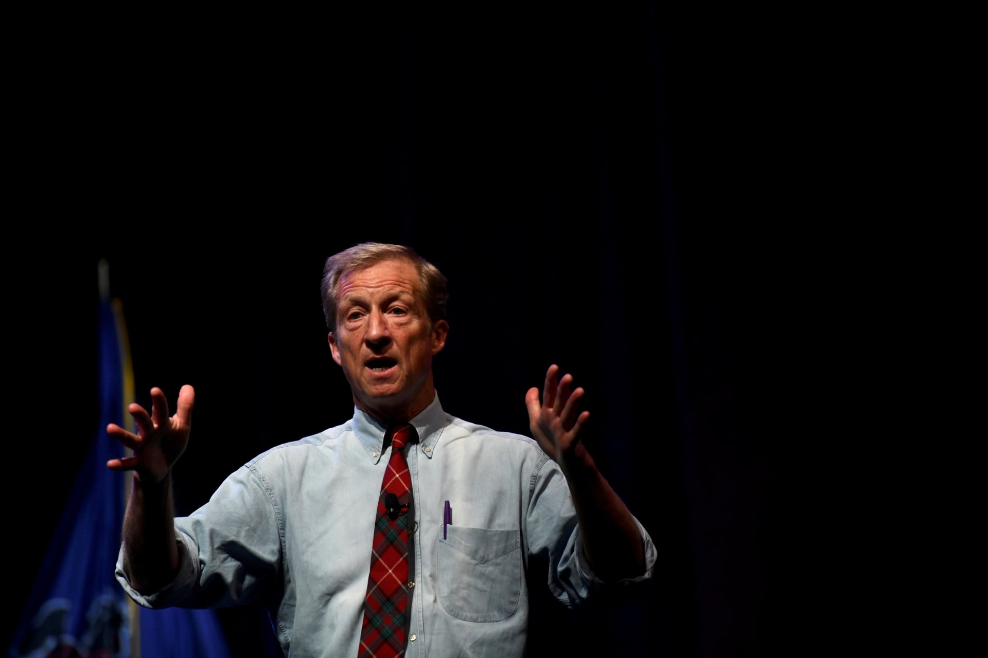 <p>Tom Steyer speaks at the AFL-CIO Workers Presidential Summit in Philadelphia. Mark Makela/REUTERS</p>
