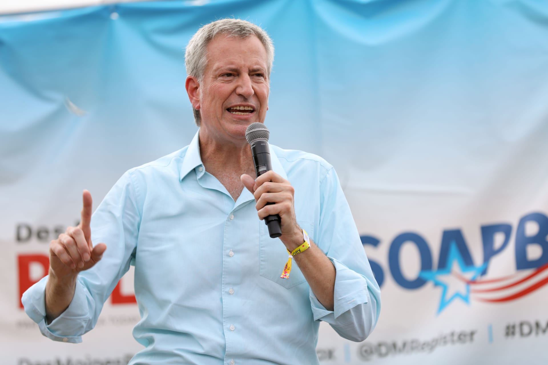 <p>Bill de Blasio speaks at the Iowa State Fair in Des Moines. Scott Morgan/REUTERS</p>
