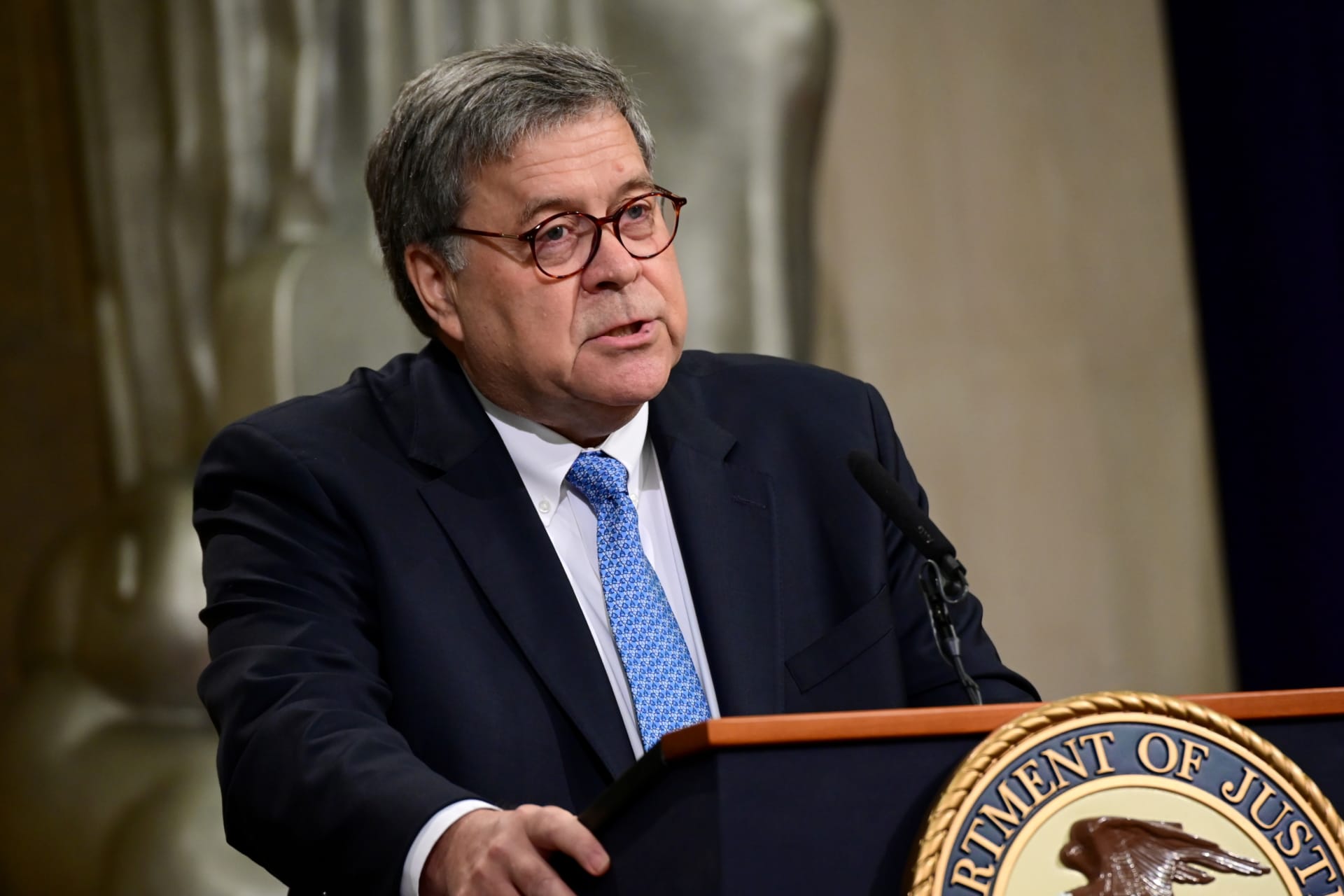<p>U.S. Attorney General William Barr at the Justice Department in Washington, U.S. July 15, 2019. </p>
