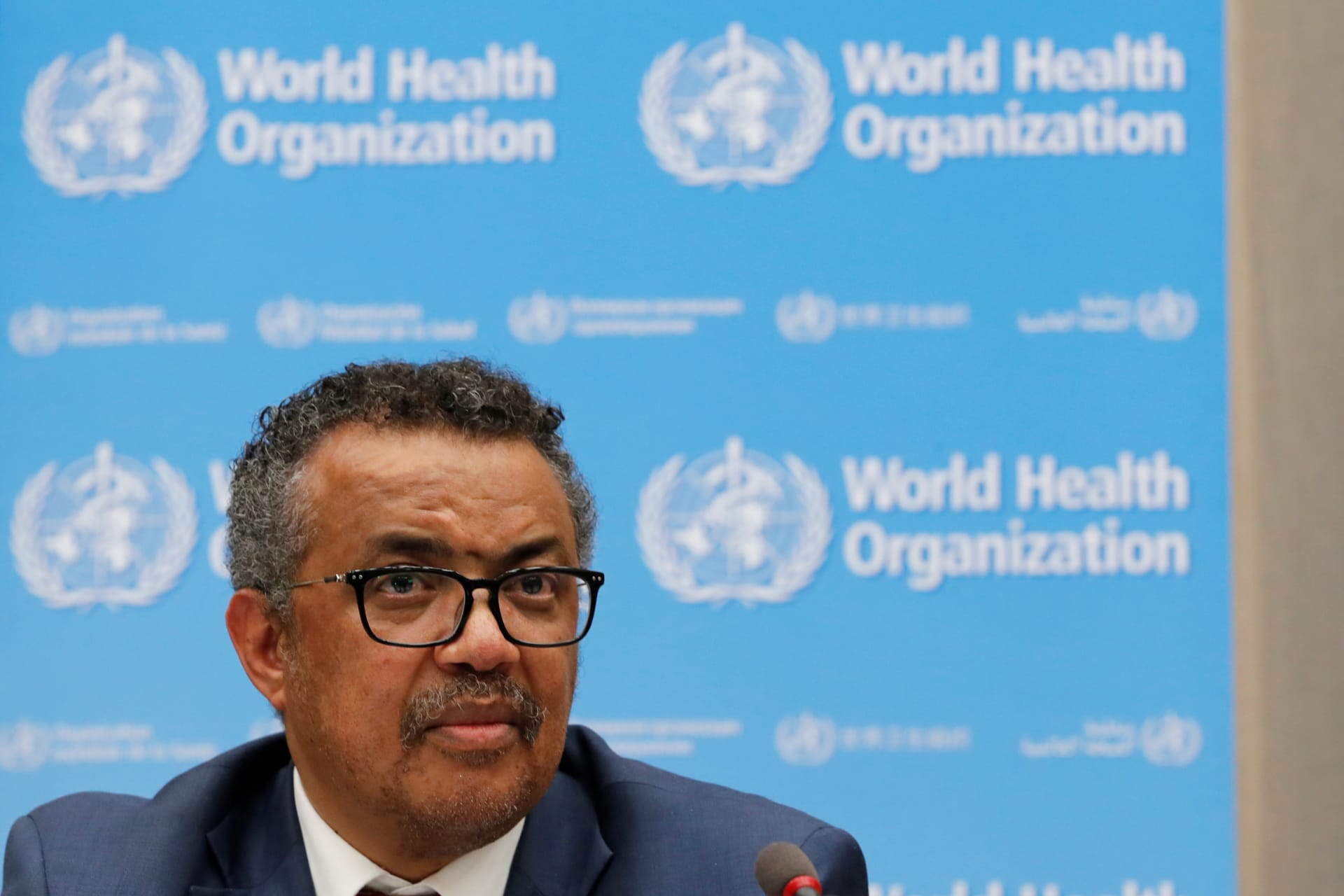 <p>Director General of the World Health Organization (WHO) Tedros Adhanom Ghebreyesus attends the 72nd World Health Assembly in Geneva, Switzerland, May 20, 2019.</p>
