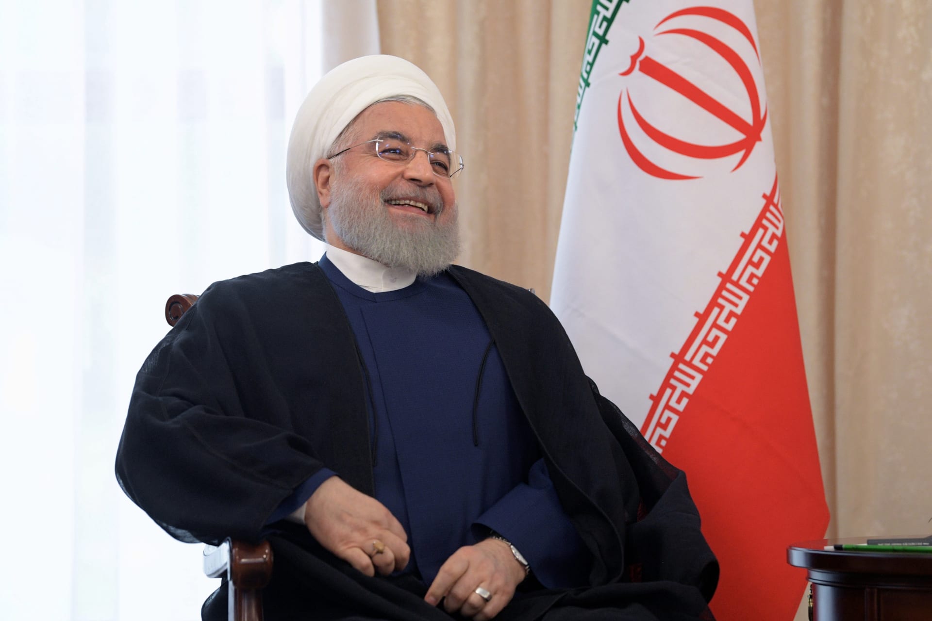 <p>Iran’s President Hassan Rouhani attends a meeting with Russia’s President Vladimir Putin on the sidelines of the Shanghai Cooperation Organisation (SCO) summit in Bishkek, Kyrgyzstan on June 14, 2019.</p>
