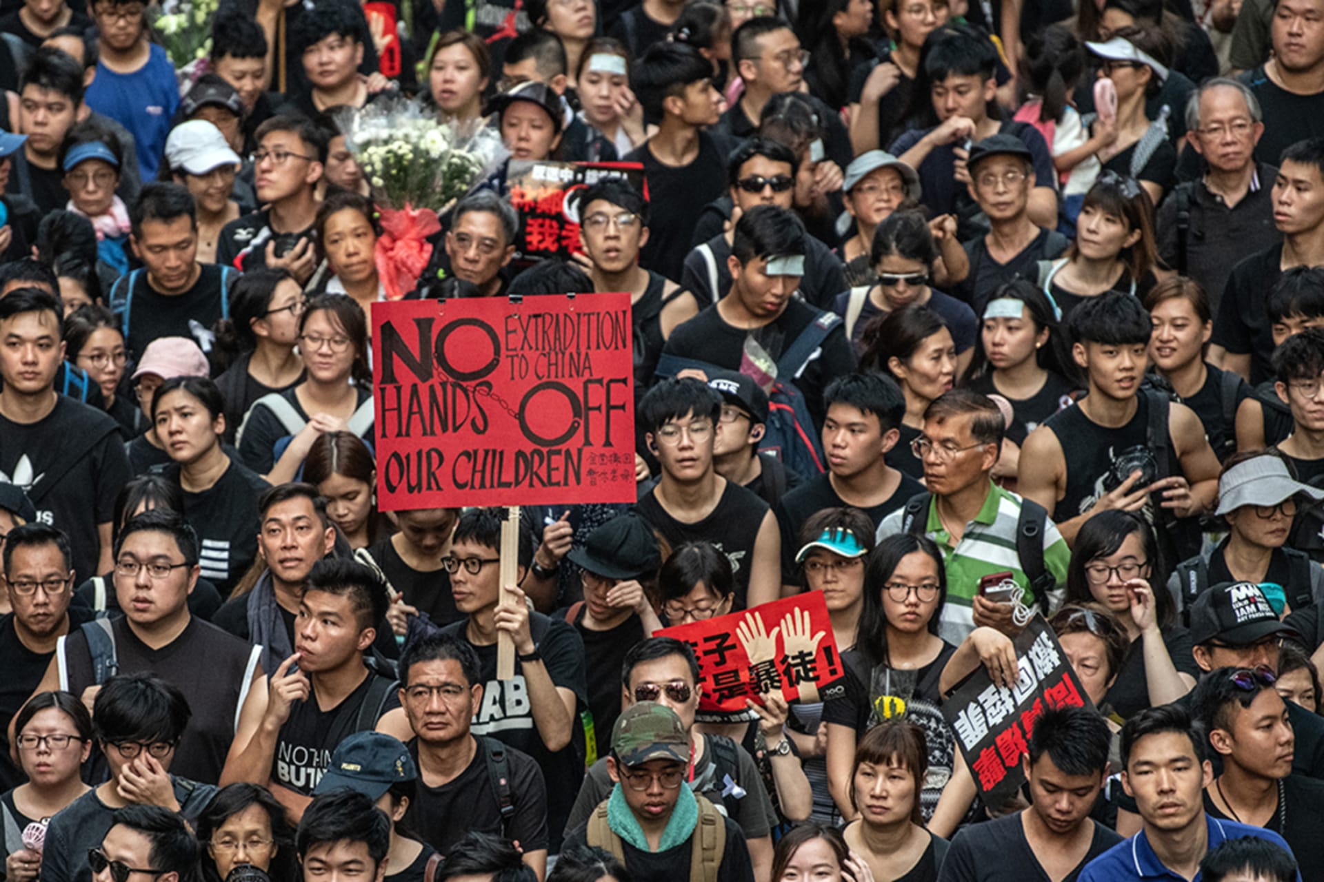 <p>Protesters demonstrate against the extradition bill in Hong Kong on June 16, 2019.</p>
