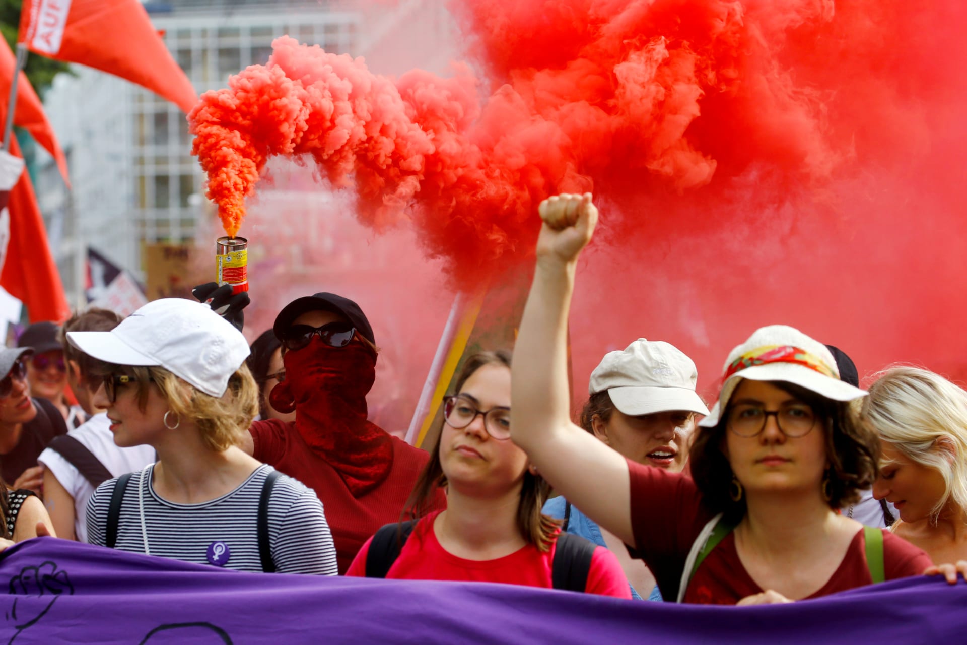 <p>Protesters at a demonstration during the women’s strike (Frauenstreik) in Zurich, Switzerland June 14, 2019.</p>
